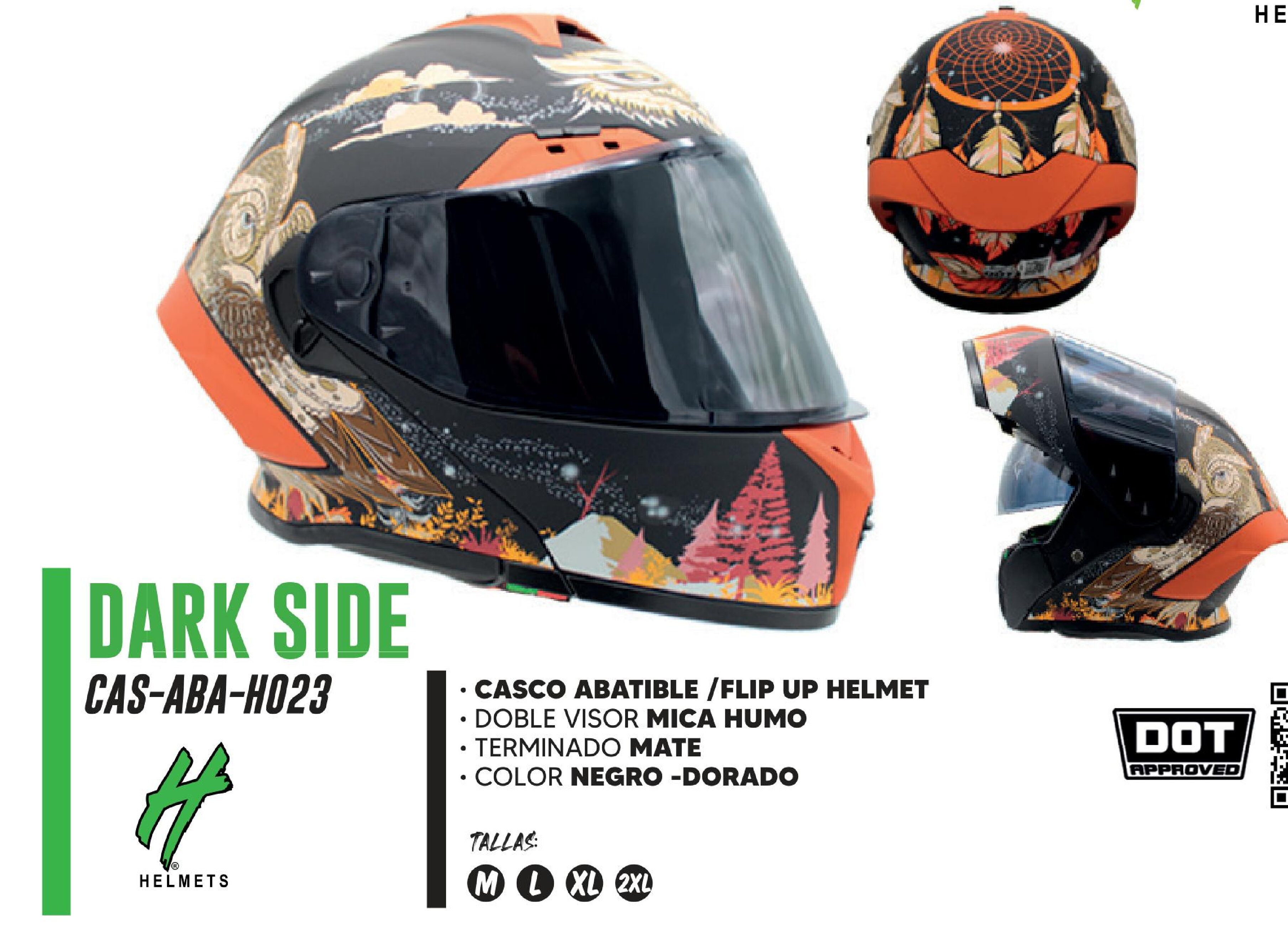 CASCO ABATIBLE HALF CERTIFICADO DOT DOBLE VISOR MICA HUMO / CAS-ABA-H023-XL