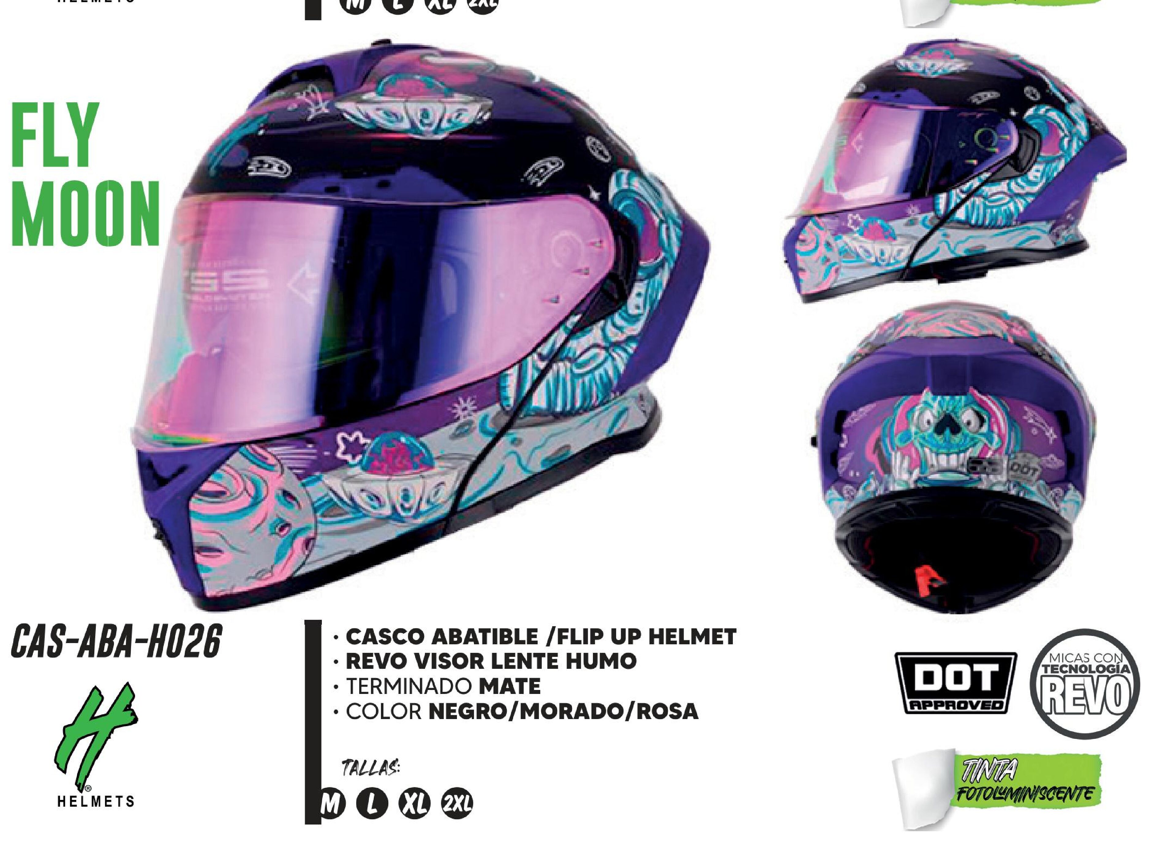 CASCO PARA MOTOCICLISTA ABATIBLE HALF CERTIFICADO DOT MATE REVO VISOR LENTE HUMO / CAS-ABA-H026-M