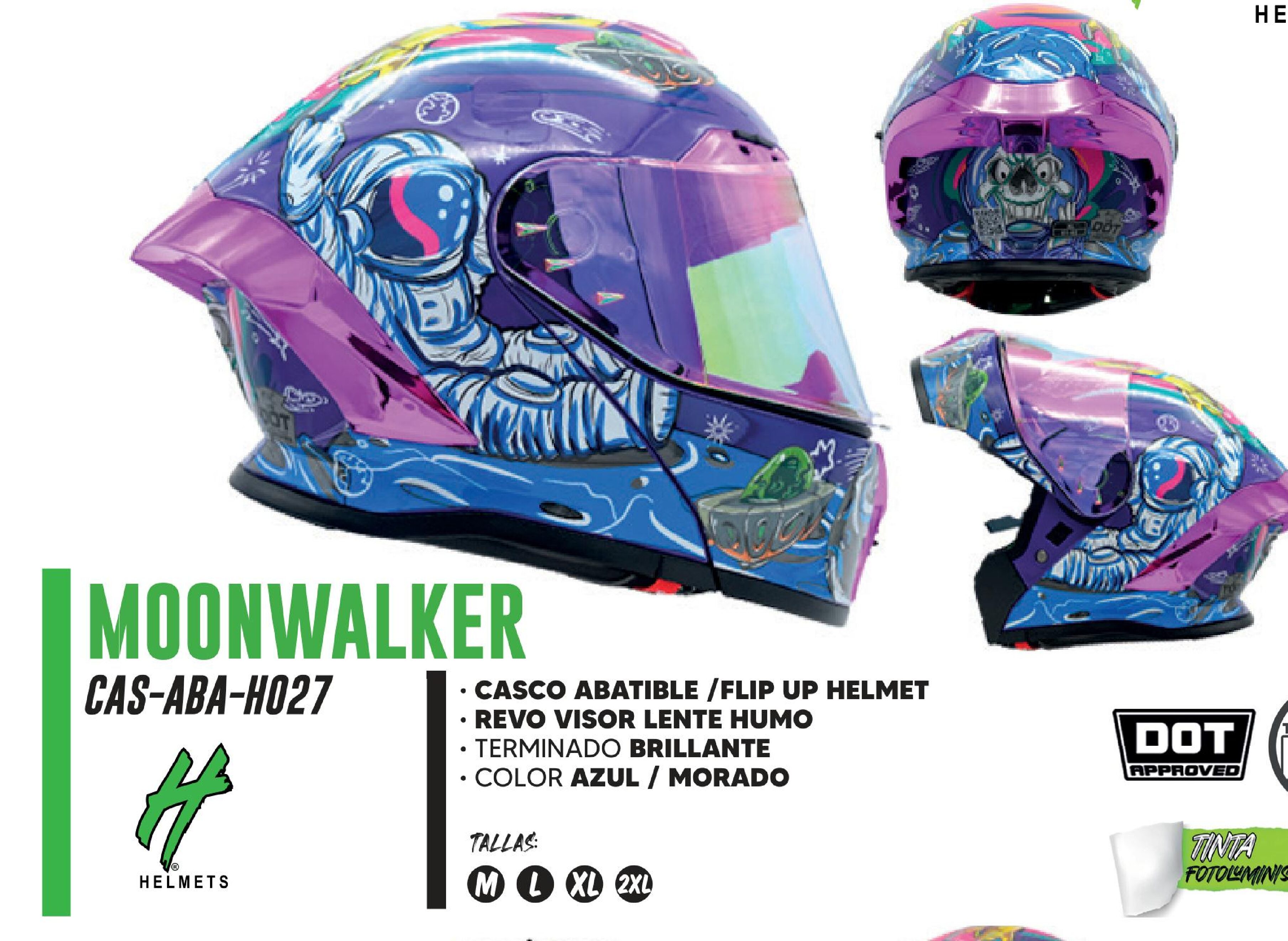 CASCO PARA MOTOCICLISTA ABATIBLE HALF CERTIFICADO DOT BRILLANTE REVO VISOR LENTE HUMO / CAS-ABA-H027-2XL