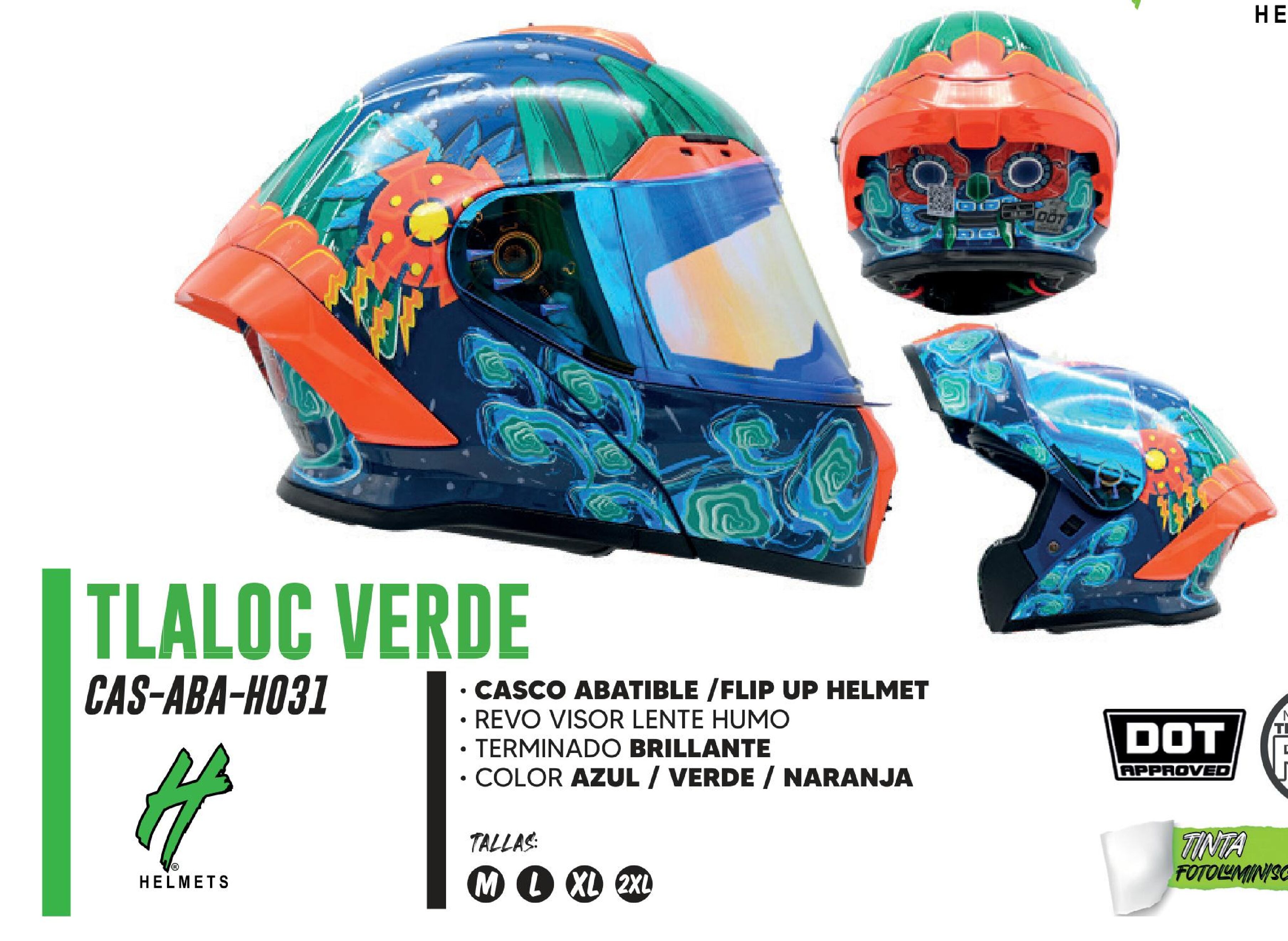 CASCO PARA MOTOCICLISTA ABATIBLE HALF CERTIFICADO DOT BRILLANTE REVO VISOR LENTE HUMO FOTOLUMINICENTE / CAS-ABA-H031-2XL