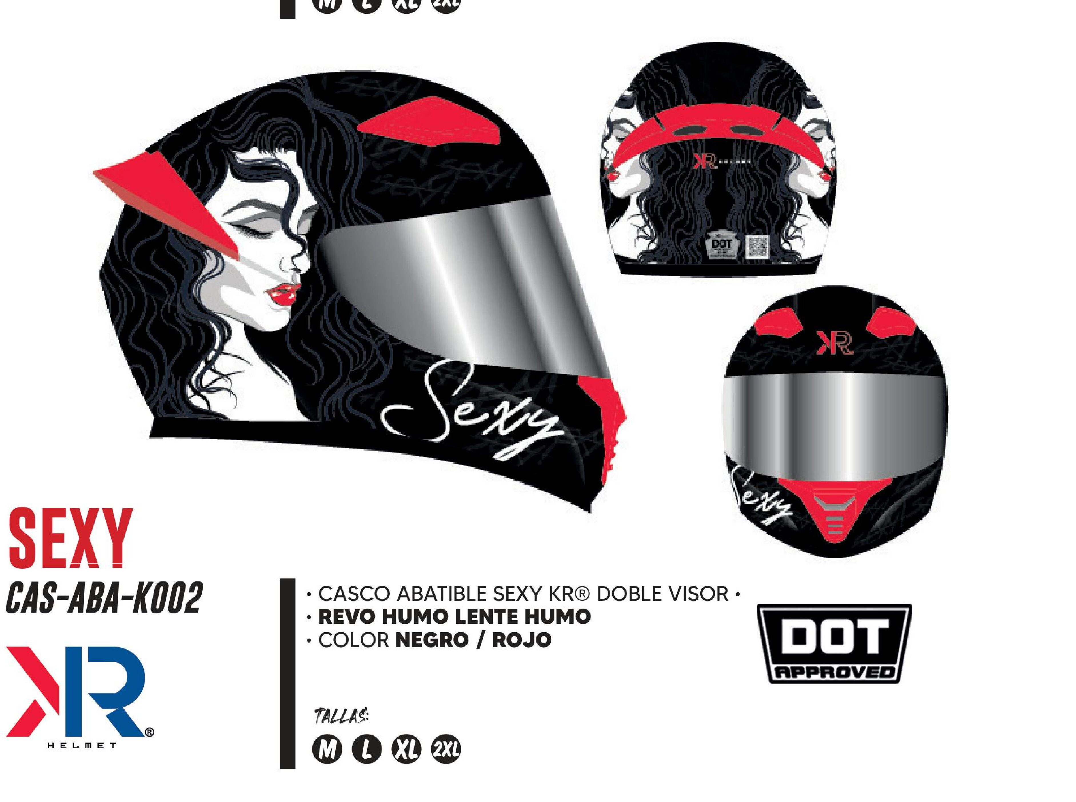 CASCO PARA MOTOCICLISTA CERRADO SEXY KR® CERTIFICADO DOT / CAS-ABA-K002-L