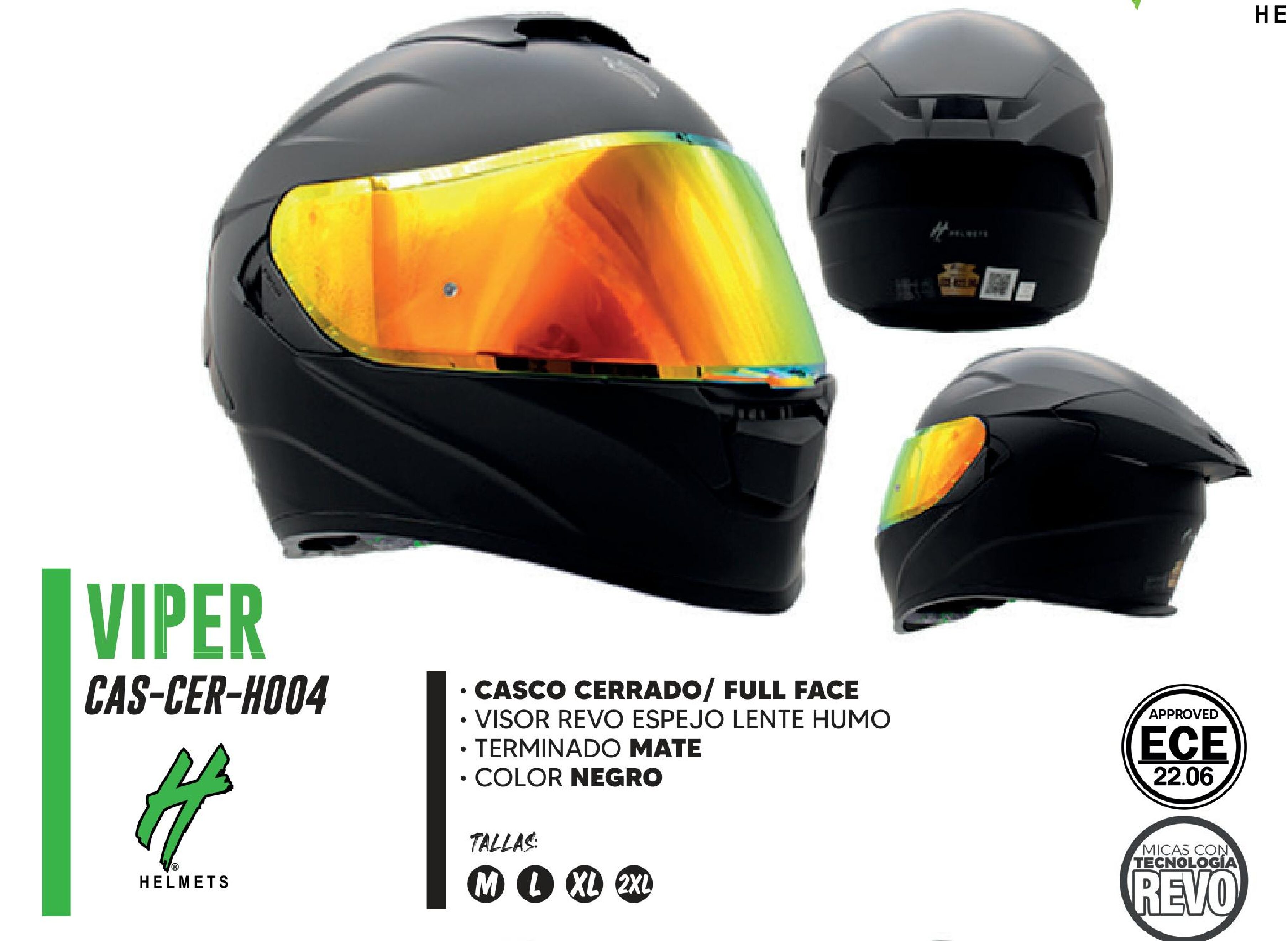 ESPECIAL - CASCO CERRADO VIPER CERTIFICADO ECE-22.06 / CAS-CER-H004-2XL
