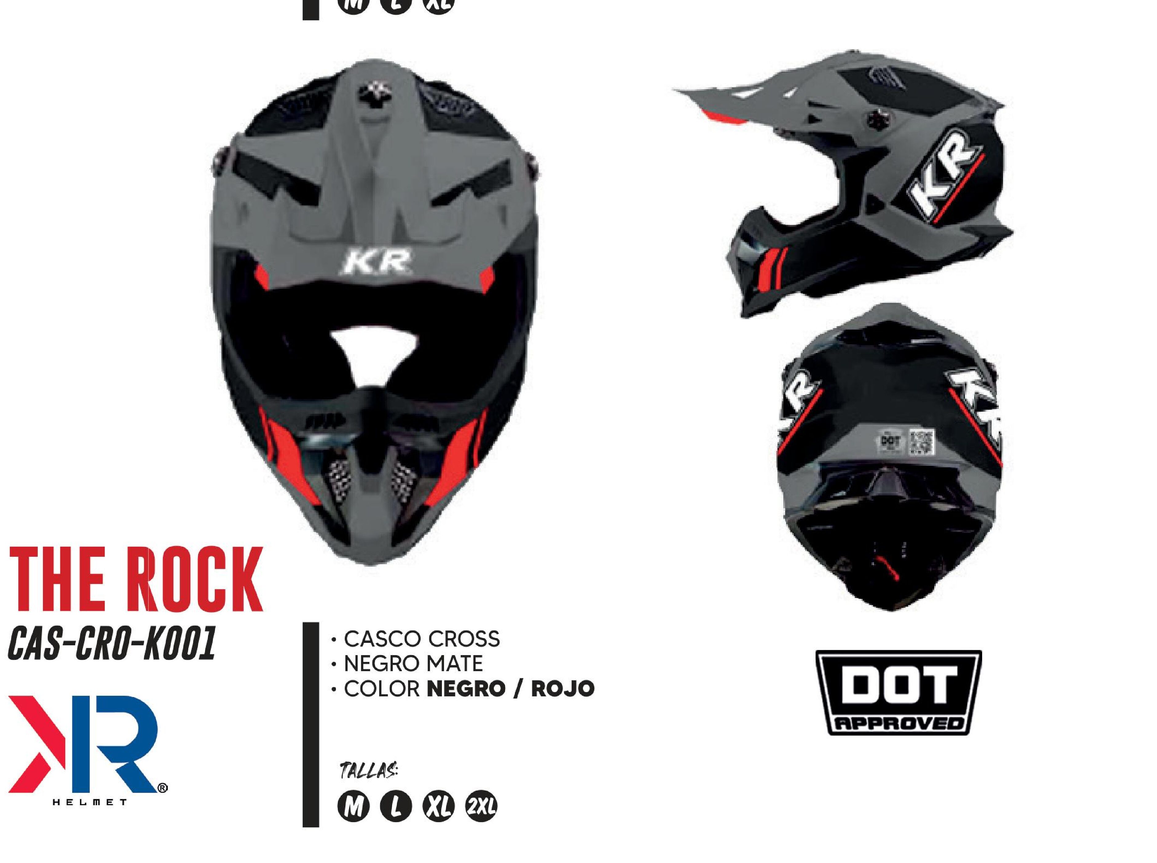 SHOP 25 - CASCO PARA MOTOCICLISTA CROSS THE ROCK KR® CERTIFICADO DOT / CAS-CRO-K001-M