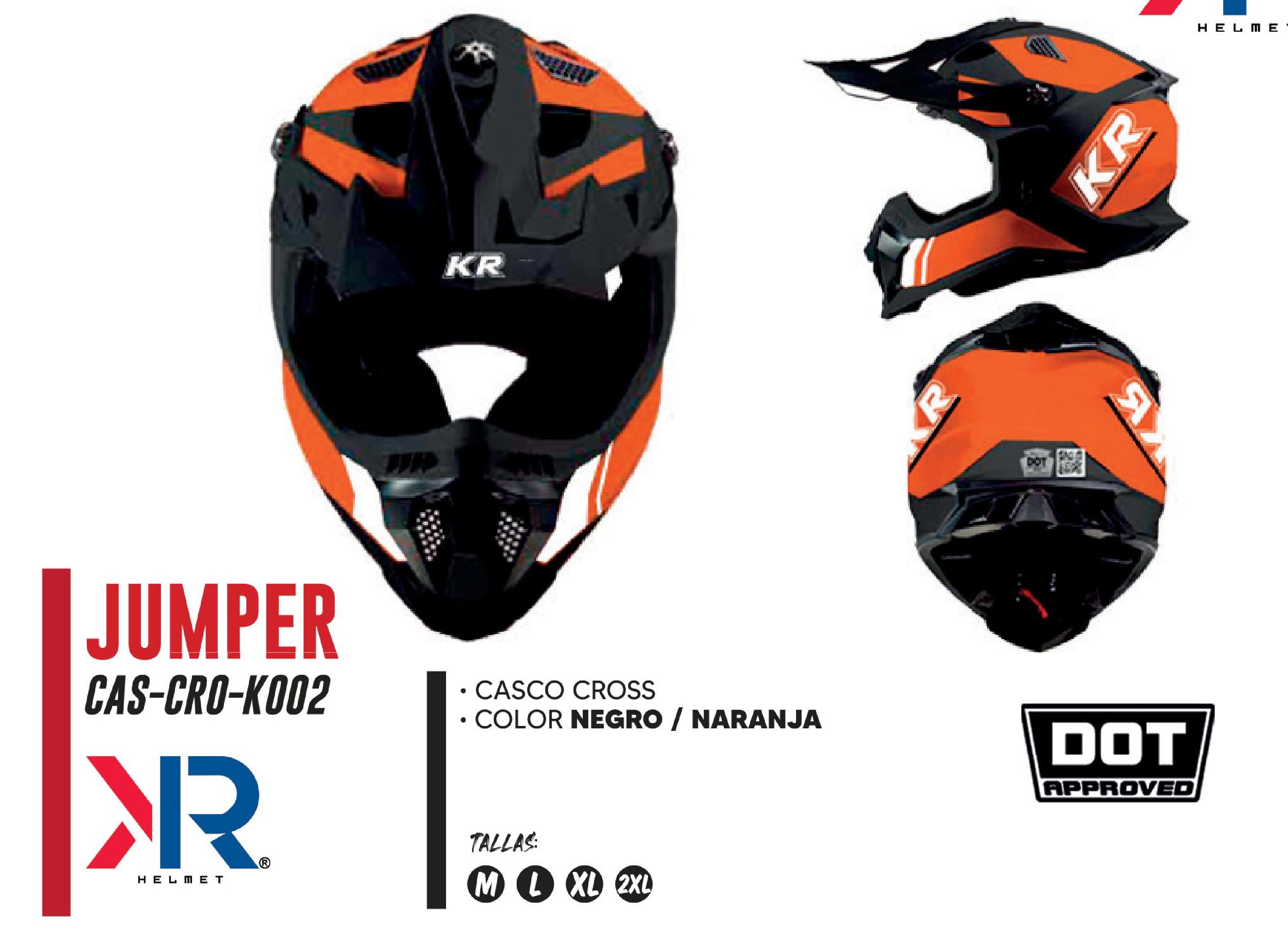 SHOP 25 - CASCO PARA MOTOCICLISTA CROSS JUMPER KR® CERTIFICADO DOT / CAS-CRO-K002-L