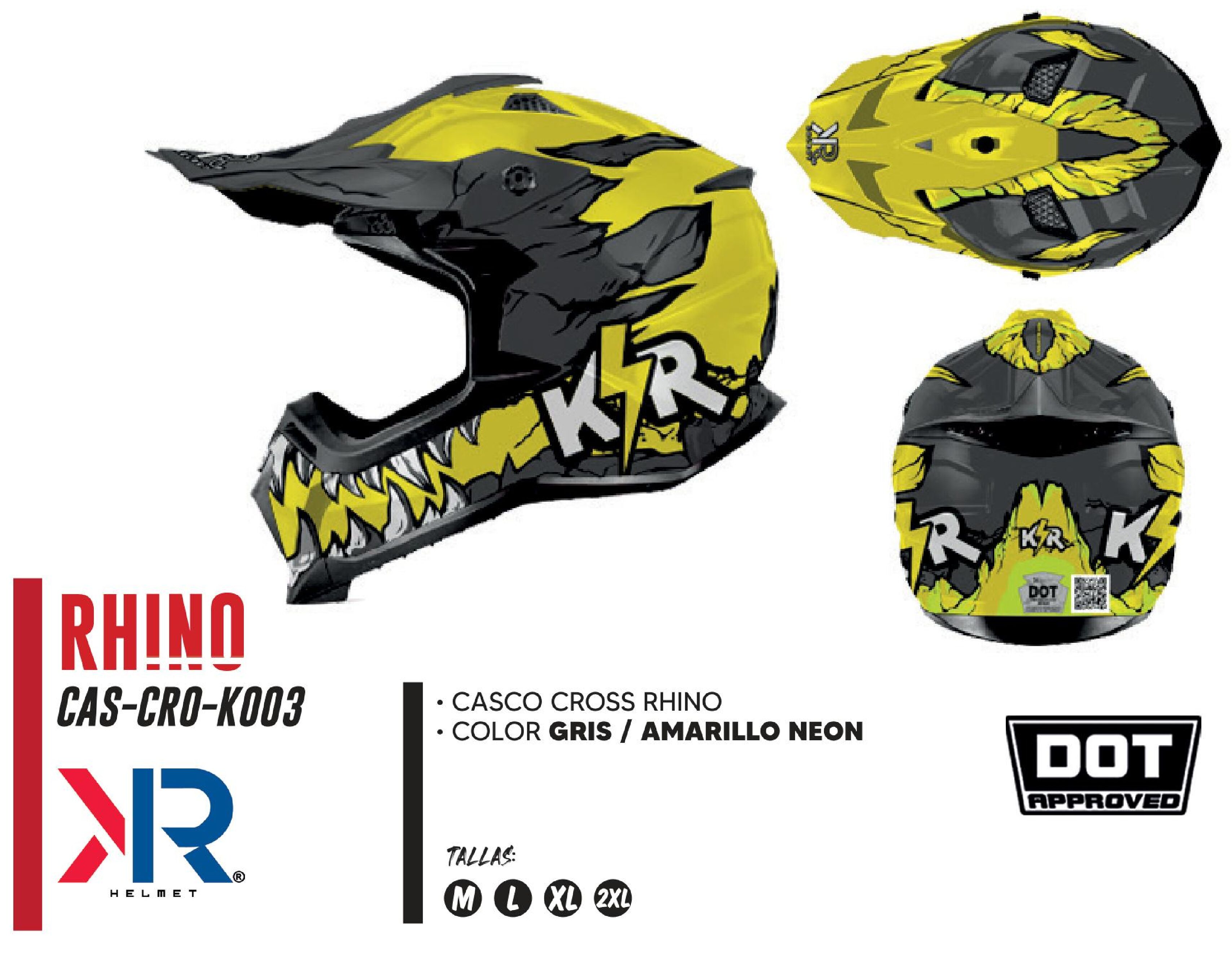 SHOP 25 - CASCO PARA MOTOCICLISTA CROSS RHINO KR® CERTIFICADO DOT / CAS-CRO-K003-L