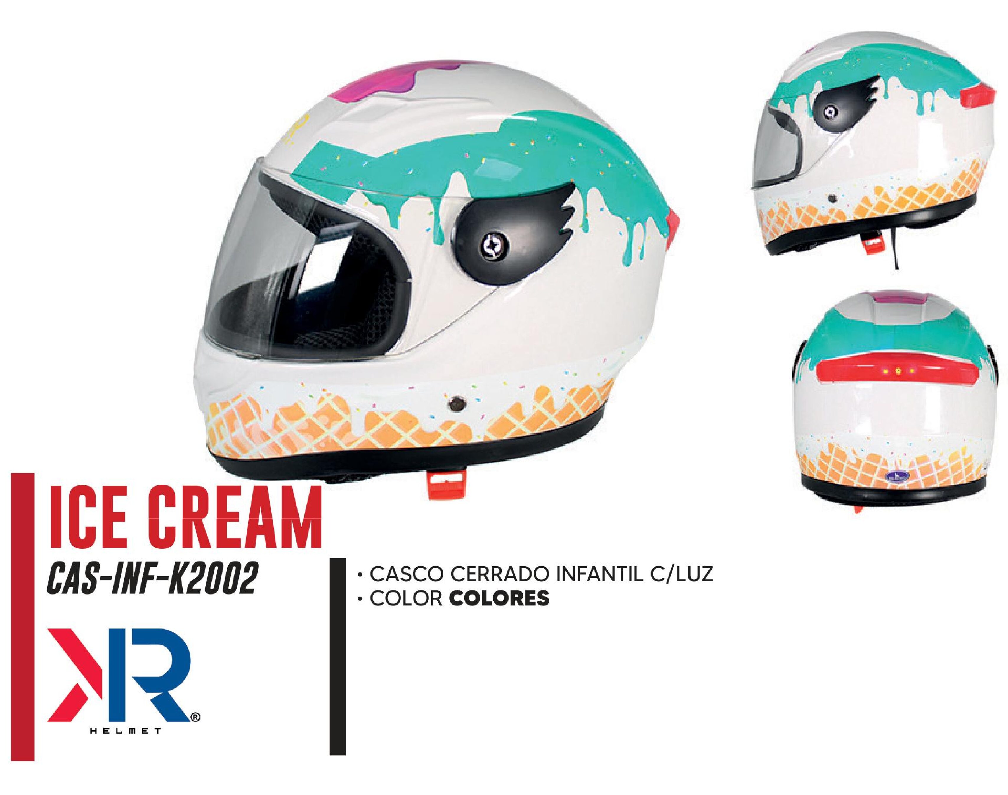 CASCO CERRADO INFANTIL C/LUZ ICE CREAM BRILLANTE / CAS-INF-K2002