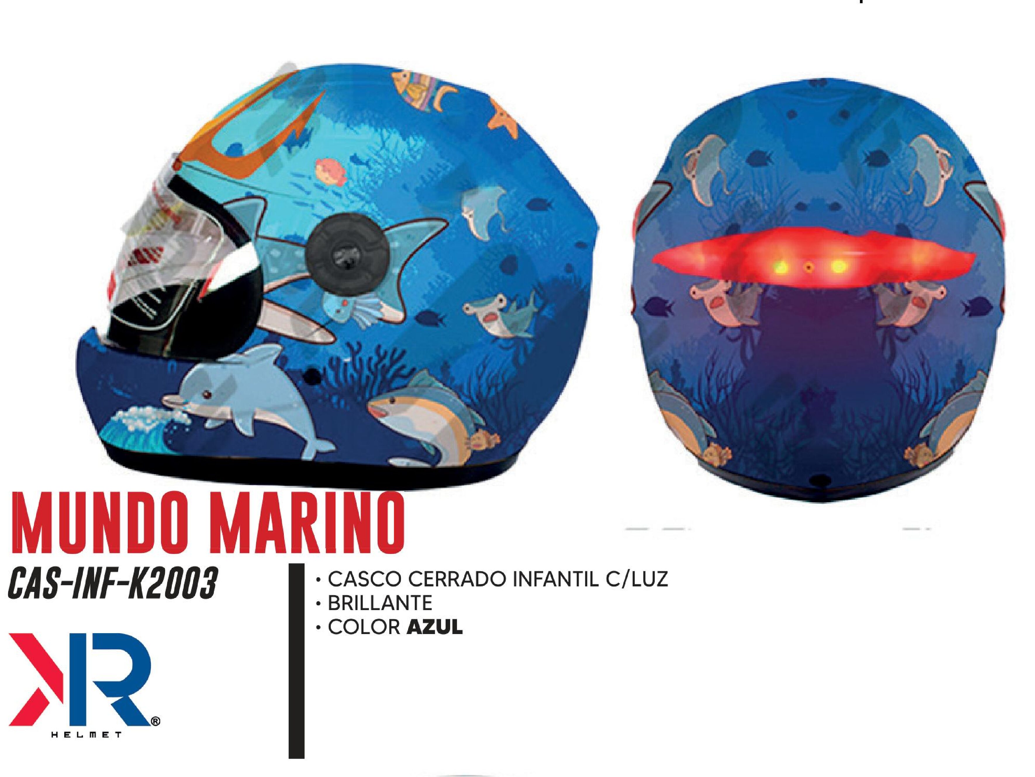 CASCO CERRADO INFANTIL C/LUZ MUNDO MARINO BRILLANTE / CAS-INF-K2003