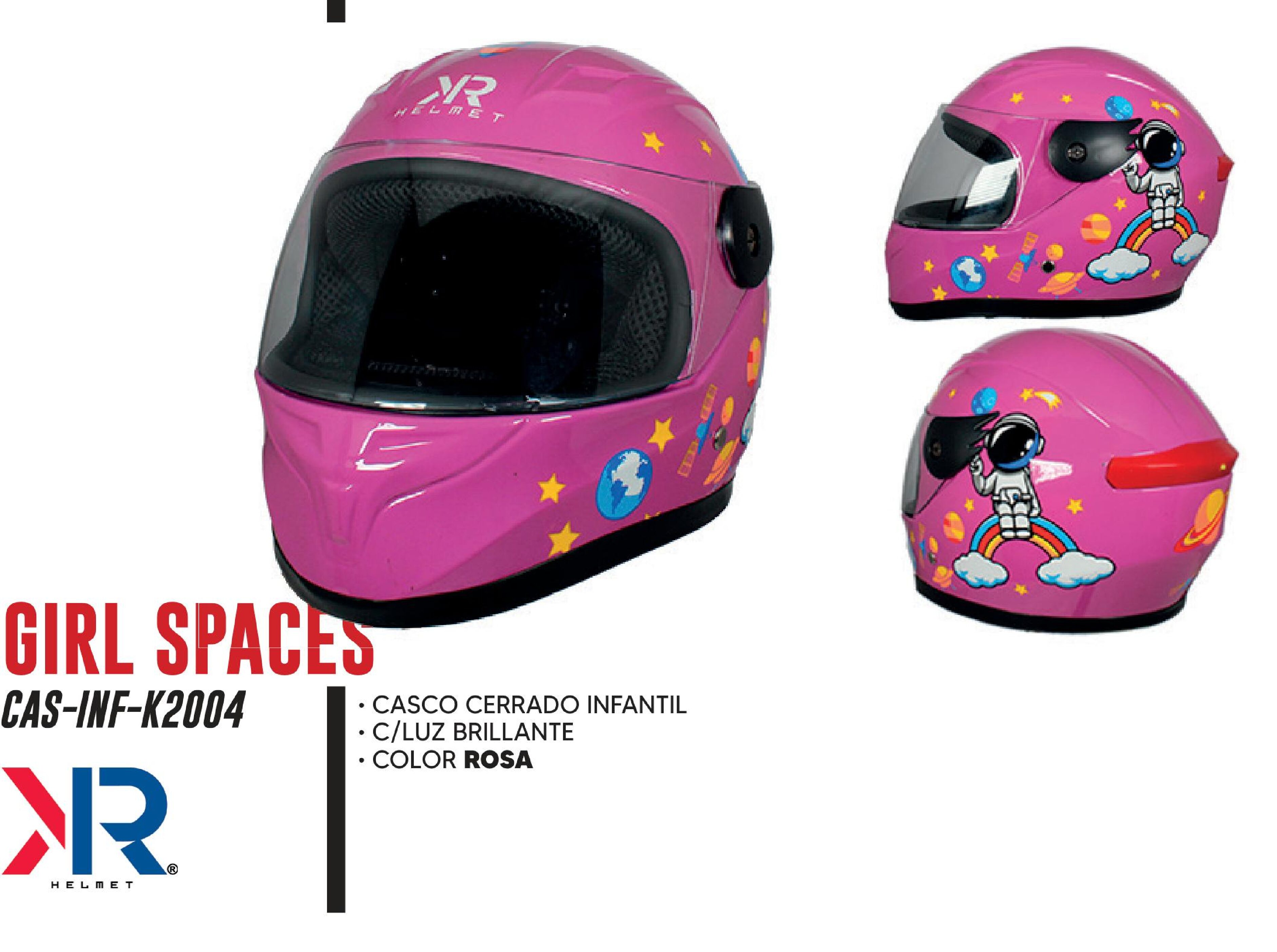 CASCO CERRADO INFANTIL C/LUZ GIRL SAPCES BRILLANTE / CAS-INF-K2004