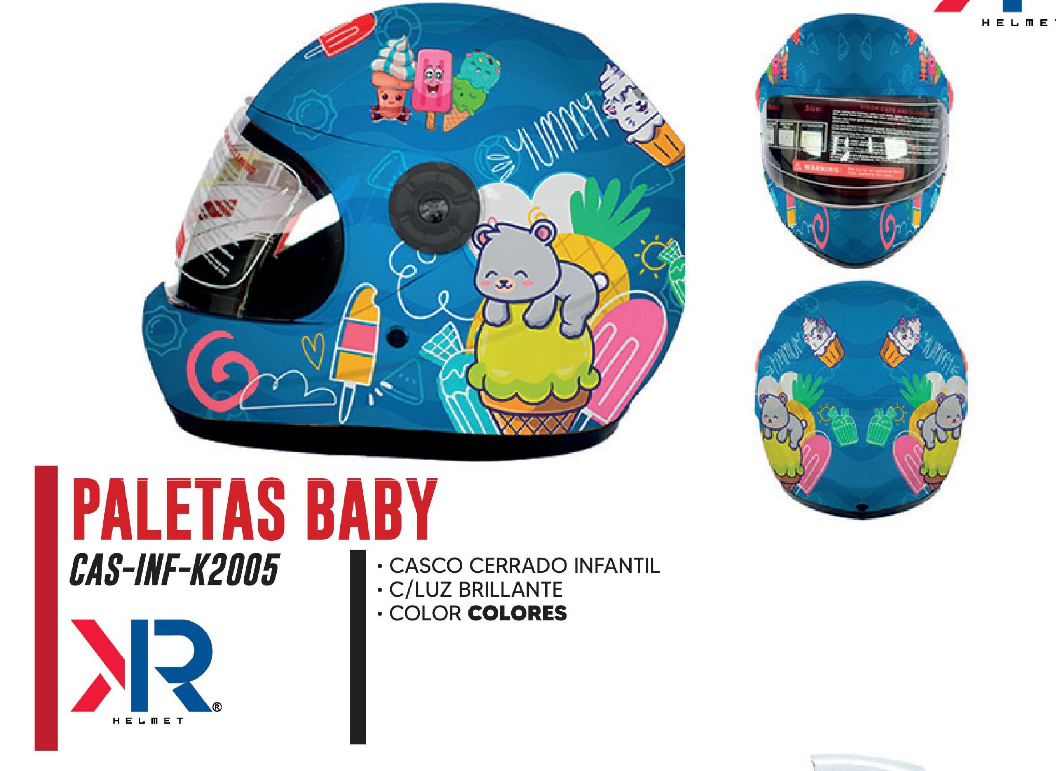 CASCO CERRADO INFANTIL C/LUZ PALETA BABY BRILLANTE / CAS-INF-K2005