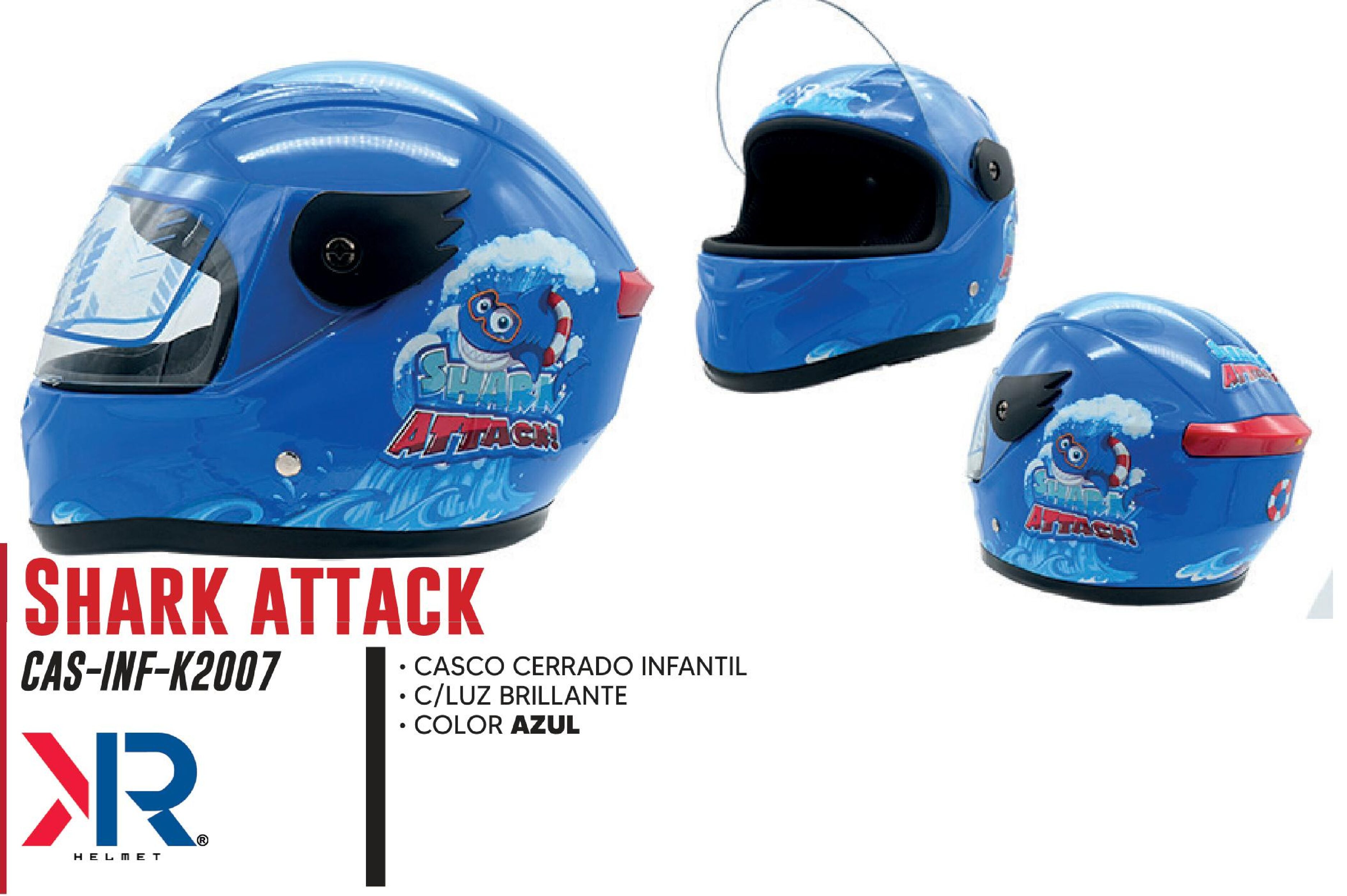CASCO CERRADO INFANTIL C/LUZ SHARK ATTACK BRILLANTE / CAS-INF-K2007