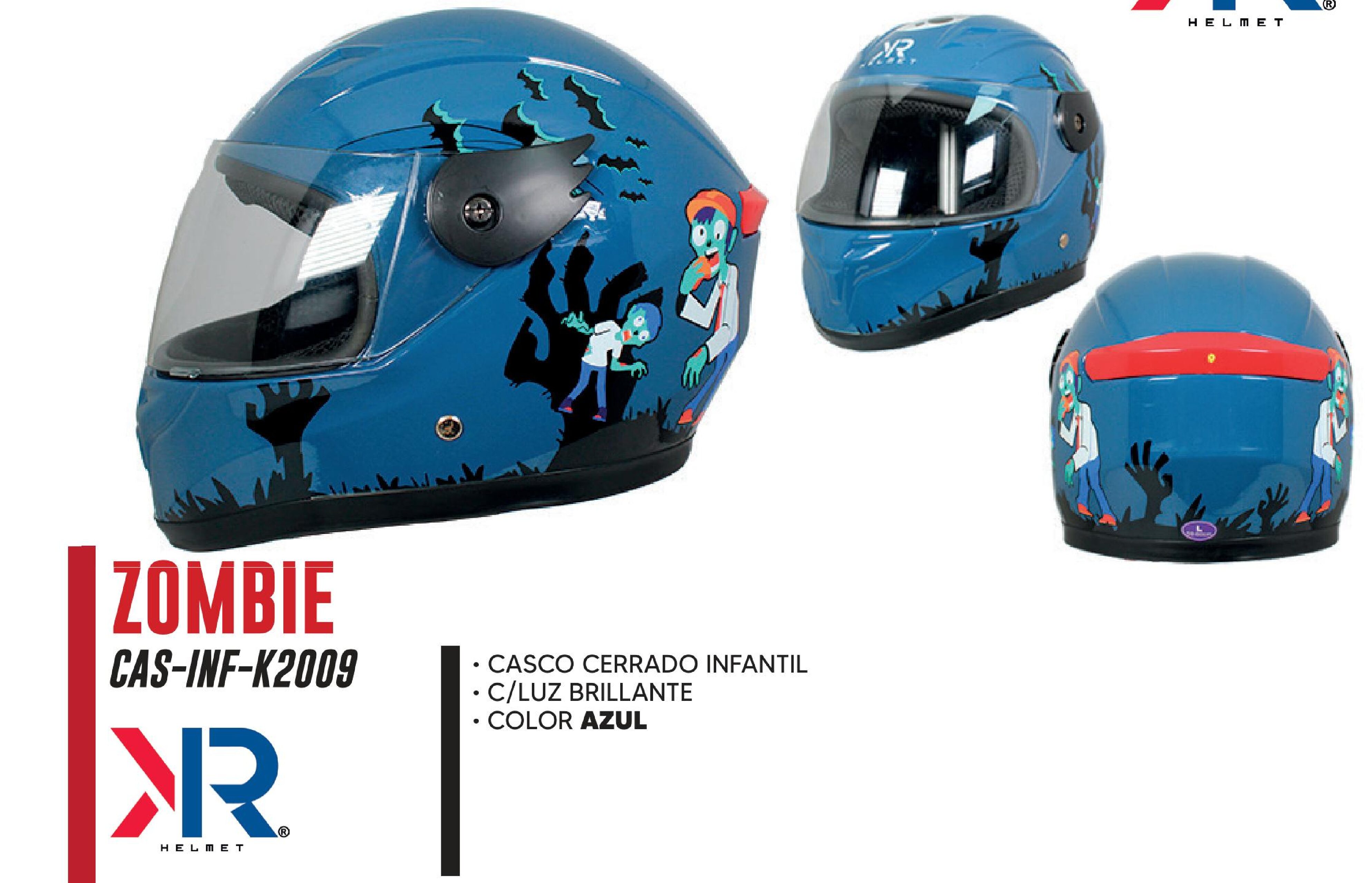 ESPECIAL - CASCO CERRADO INFANTIL C/LUZ ZOMBIE BRILLANTE / CAS-INF-K2009