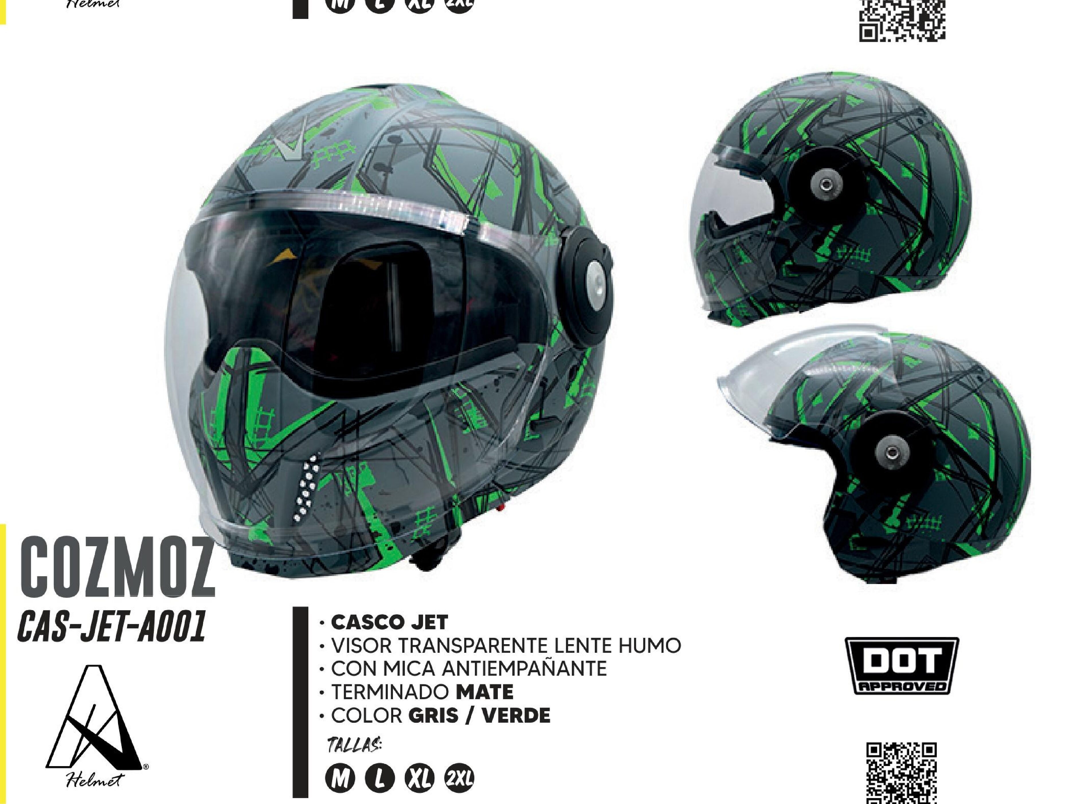 BUEN25 - CASCO JET COZMOZ CERTIFICADO DOT / CAS-JET-A001-L