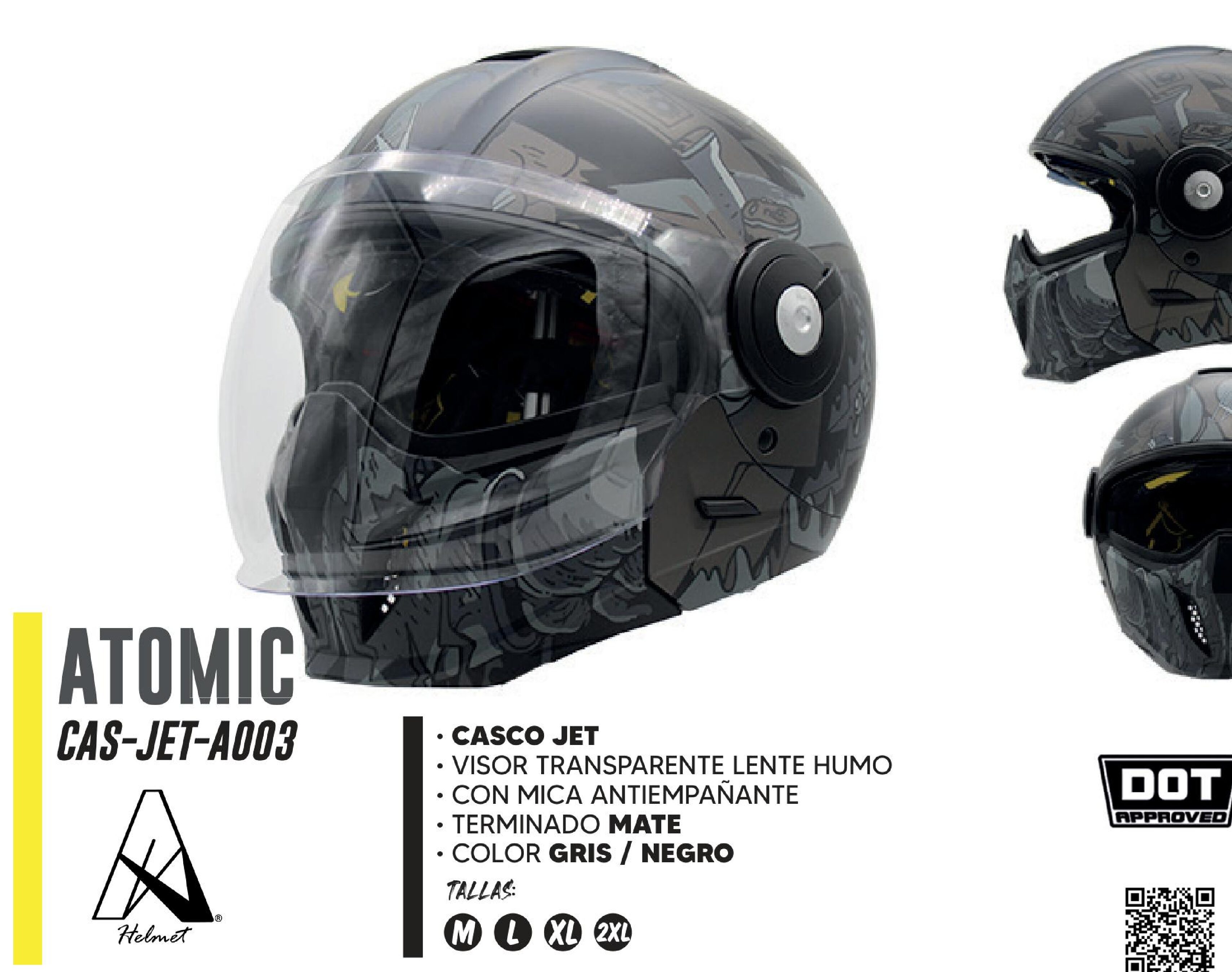 ESPECIAL - CASCO JET ATOMIC CERTIFICADO DOT / CAS-JET-A003-M