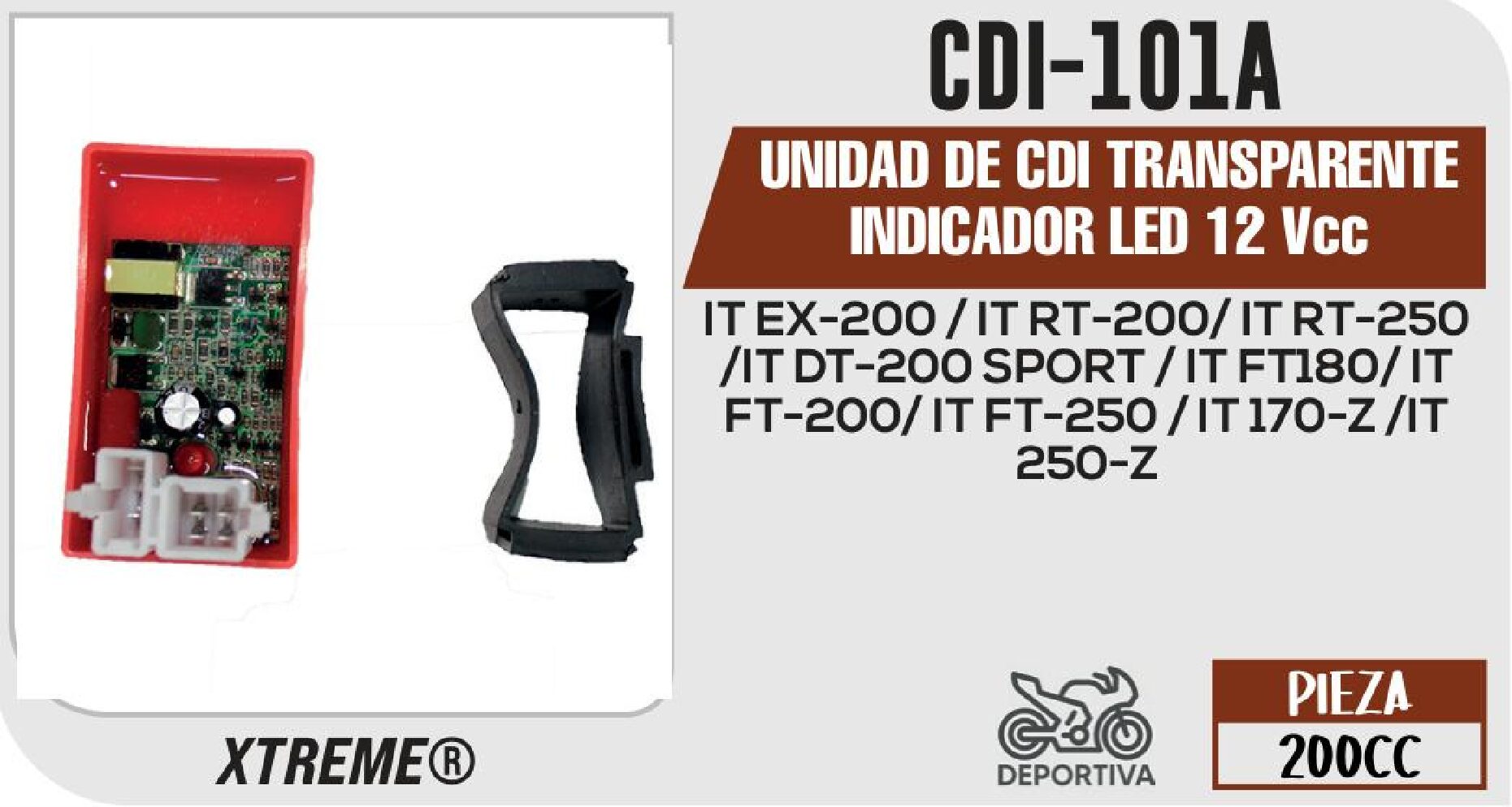 UNIDAD DE CDI TRANSPARENTE INDICADOR LED 12 Vcc / CDI-101A