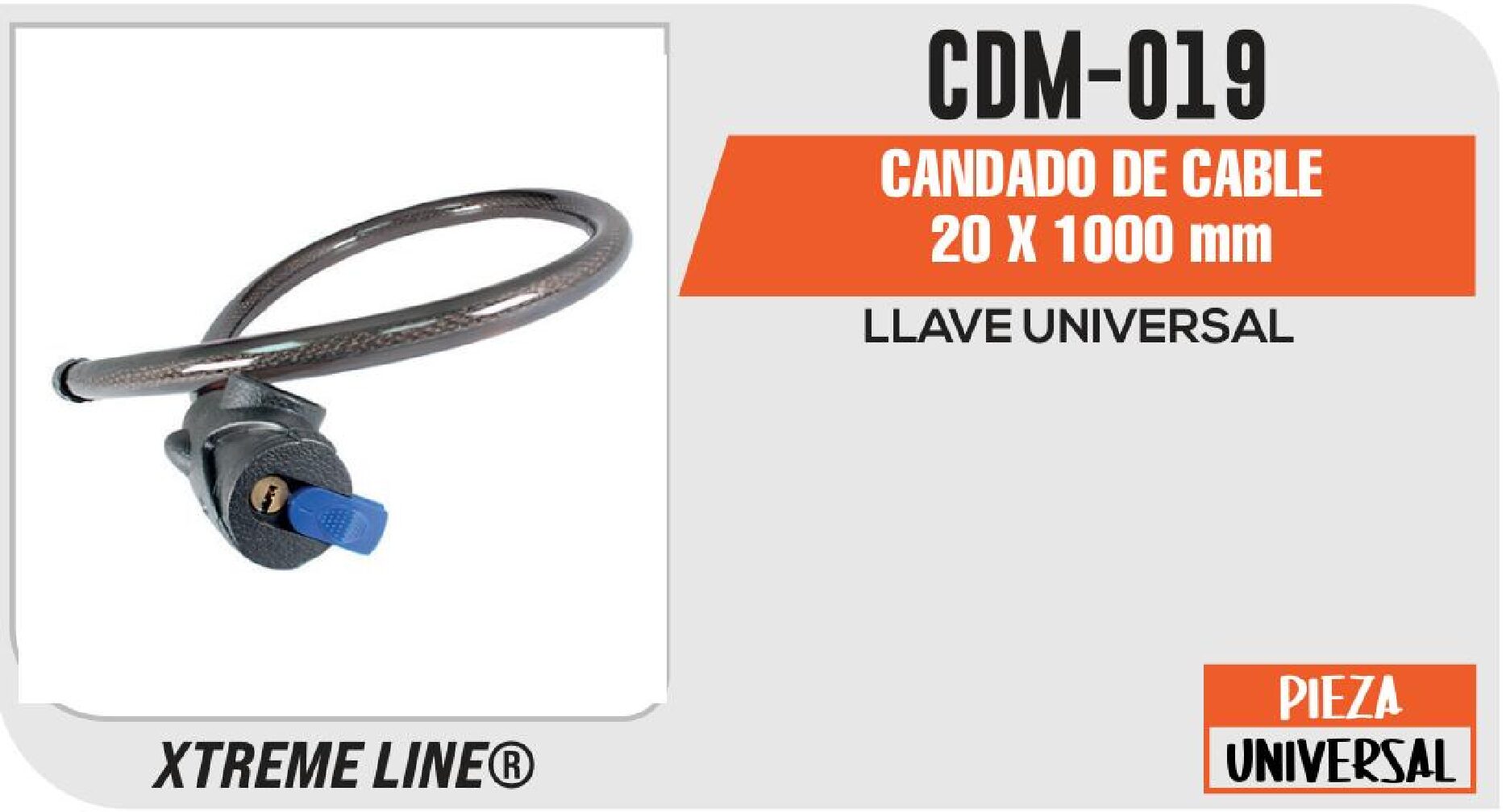 CANDADO DE CABLE 20 X 1000 mm / CDM-019