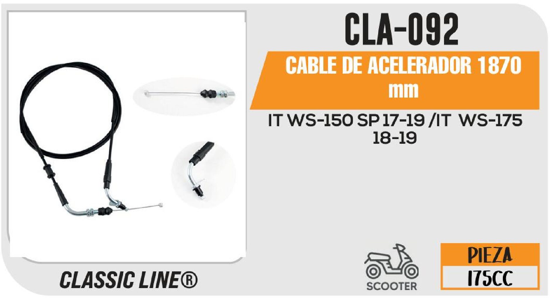 CABLE DE ACELERADOR 1870 mm / CLA-092