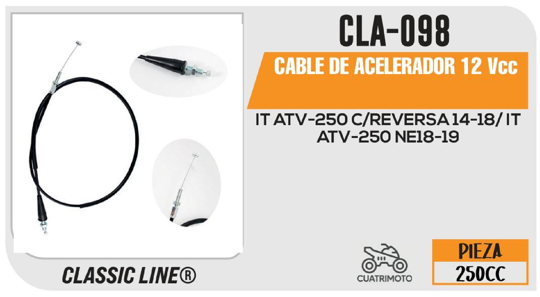 CABLE DE ACELERADOR 12 Vcc / CLA-098