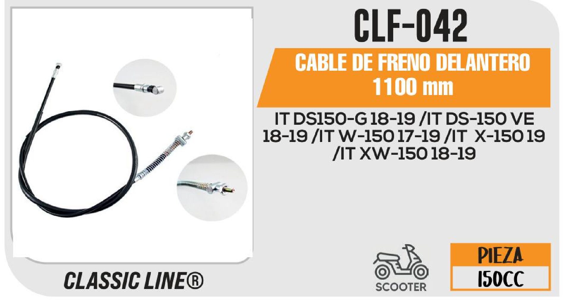 CABLE DE FRENO DELANTERO 1100 mm / CLF-042