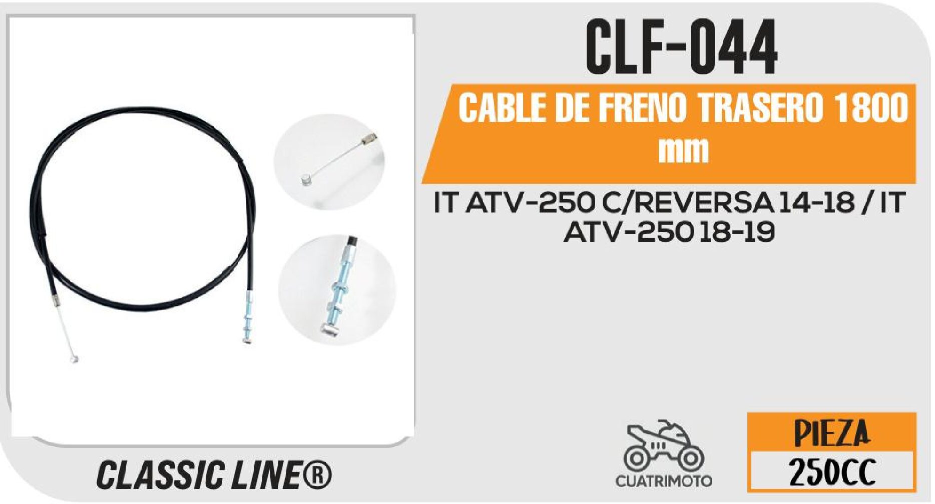 CABLE DE FRENO TRASERO 1800 mm / CLF-044