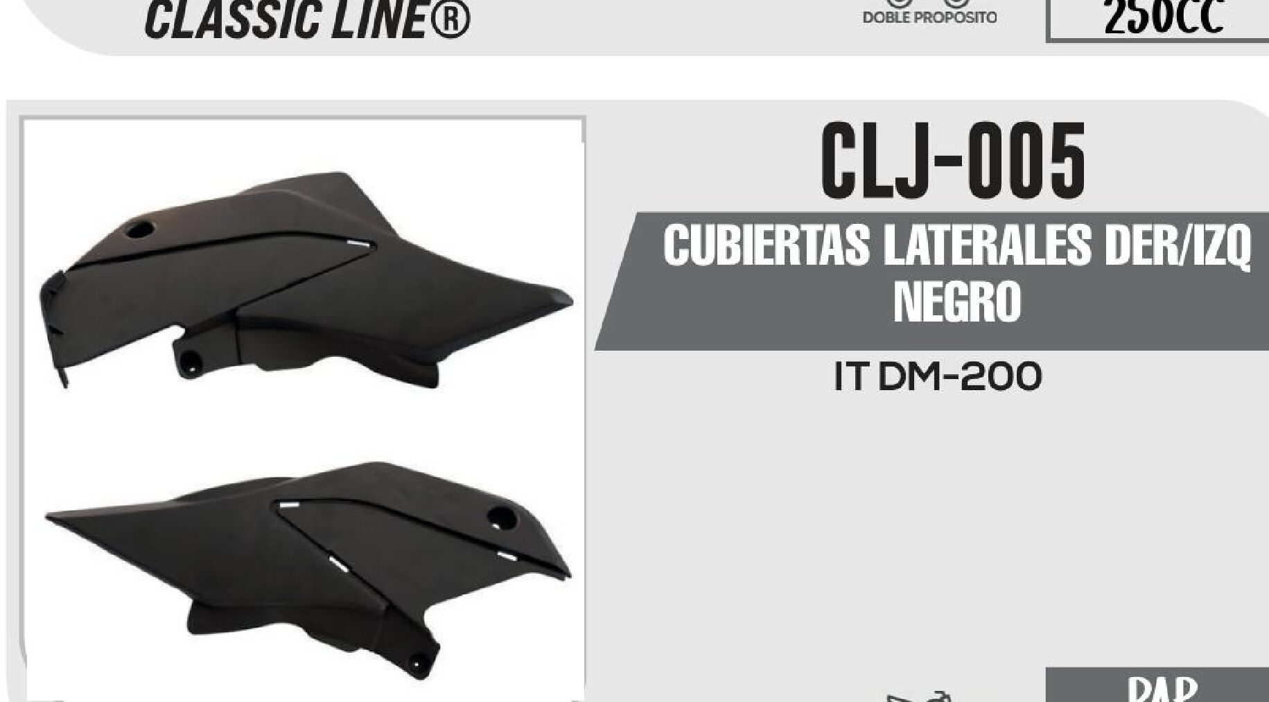 CLJ-005 CUBIERTAS LATERALES DER/IZQ NEGRO / CLJ-005