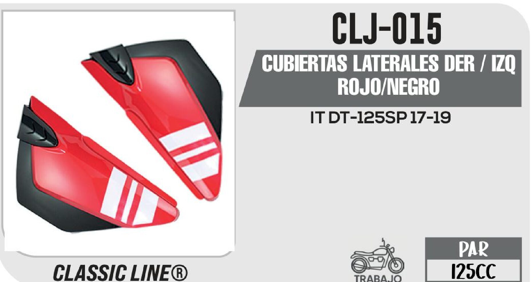 CLJ-015 CUBIERTAS LATERALES DER / IZQ ROJO/NEGRO / CLJ-015