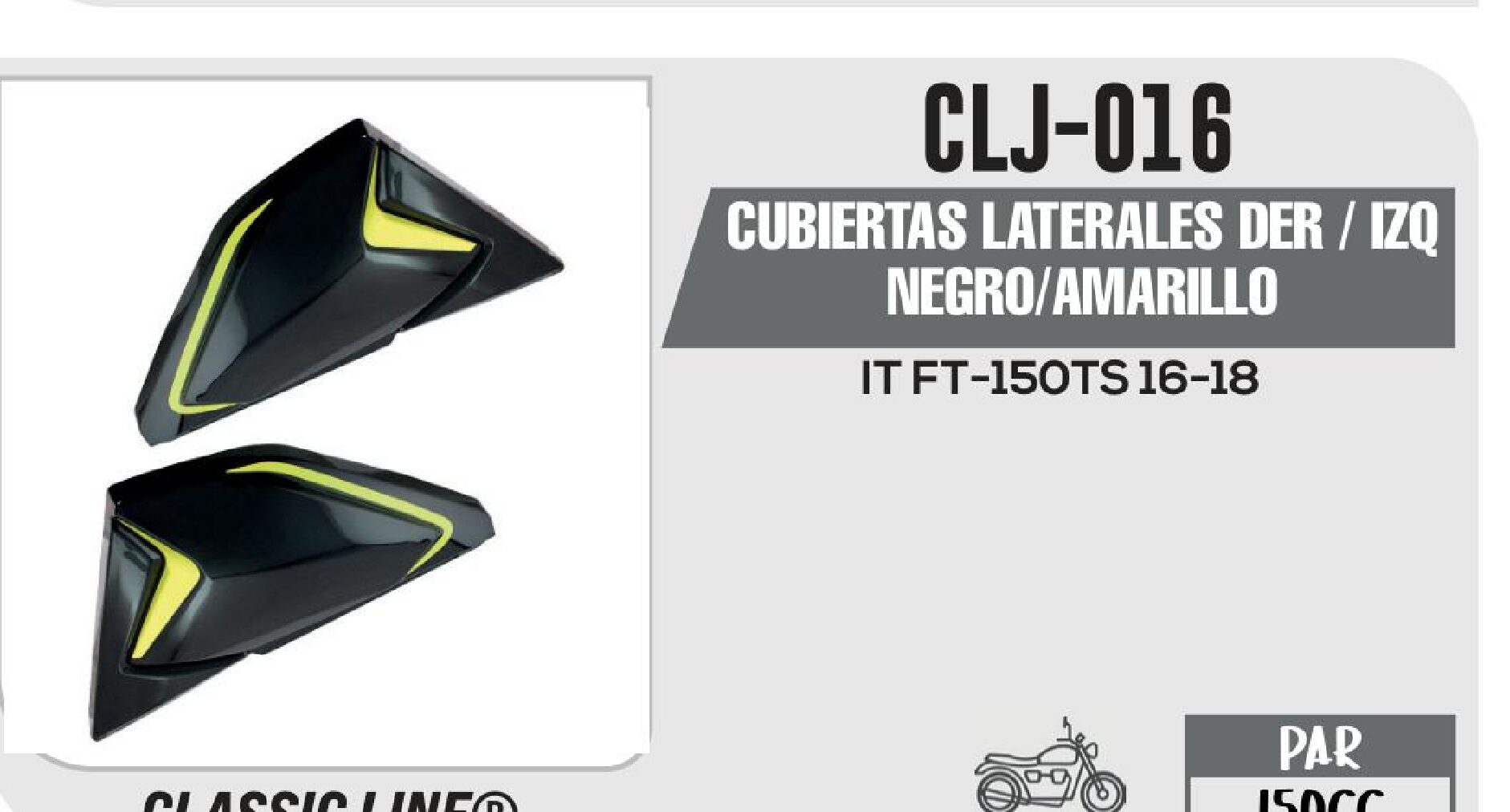 CLJ-016 CUBIERTAS LATERALES DER / IZQ NEGRO/AMARILLO / CLJ-016