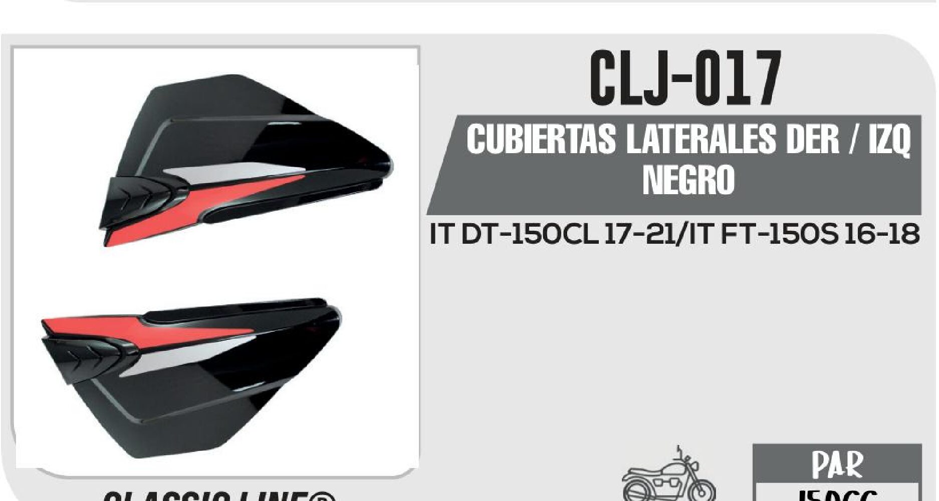CLJ-017 CUBIERTAS LATERALES DER / IZQ NEGRO / CLJ-017