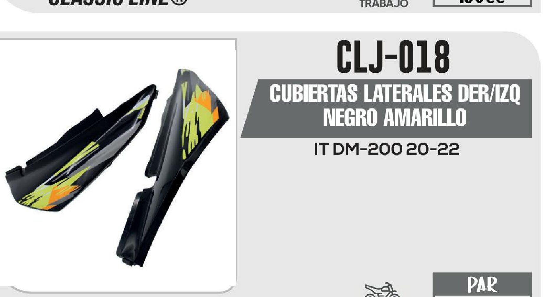 CLJ-018 CUBIERTAS LATERALES DER/IZQ NEGRO AMARILLO / CLJ-018