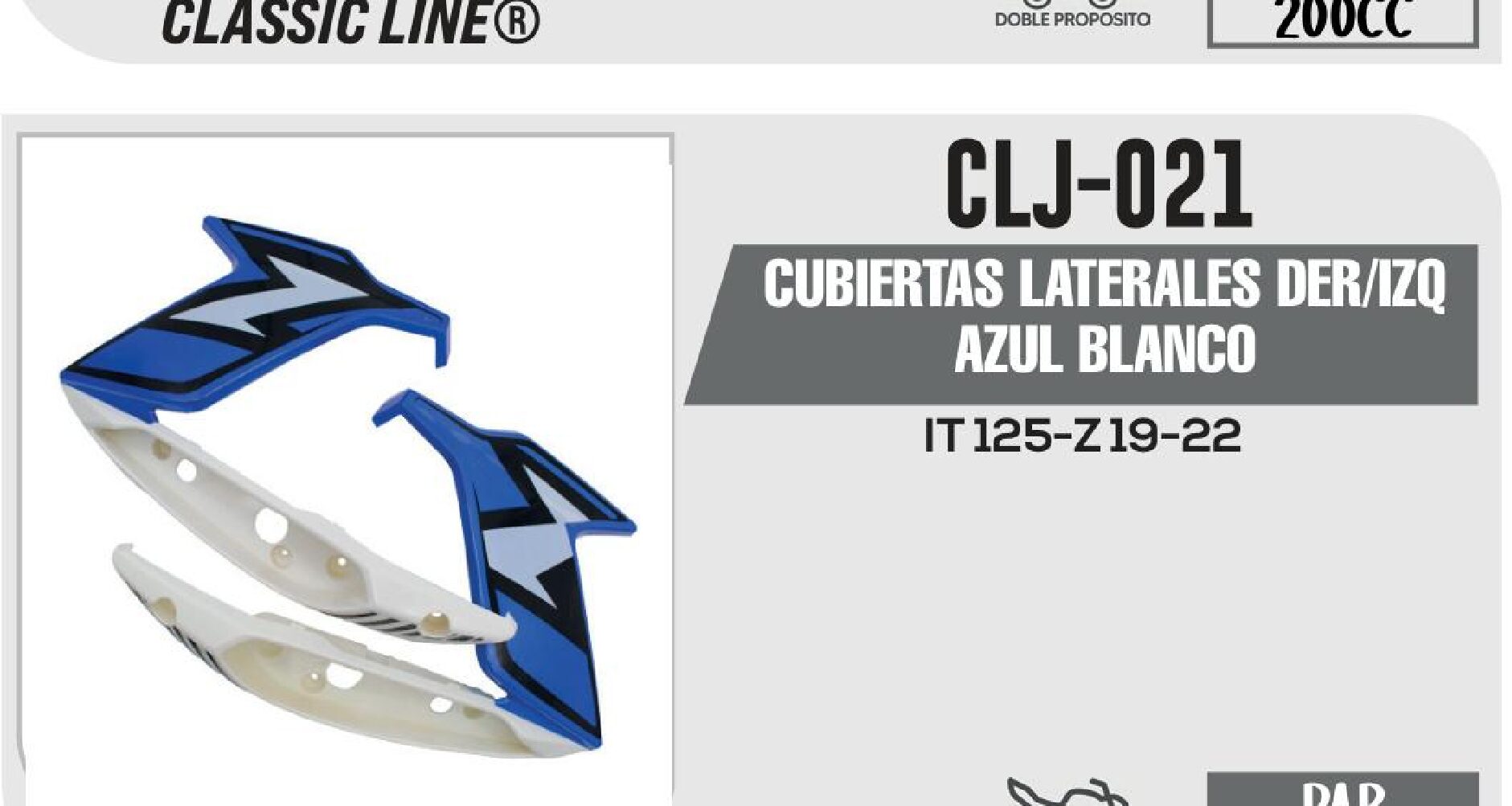CLJ-021 CUBIERTAS LATERALES DER/IZQ AZUL BLANCO / CLJ-021