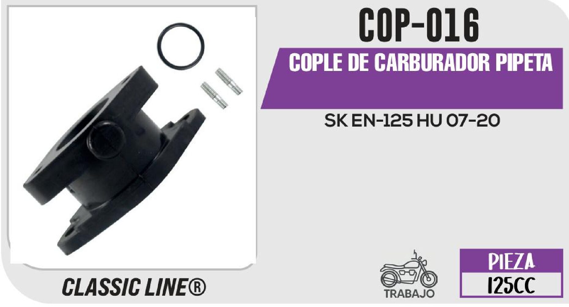 COP-016 COPLE DE CARBURADOR PIPETA COP-016