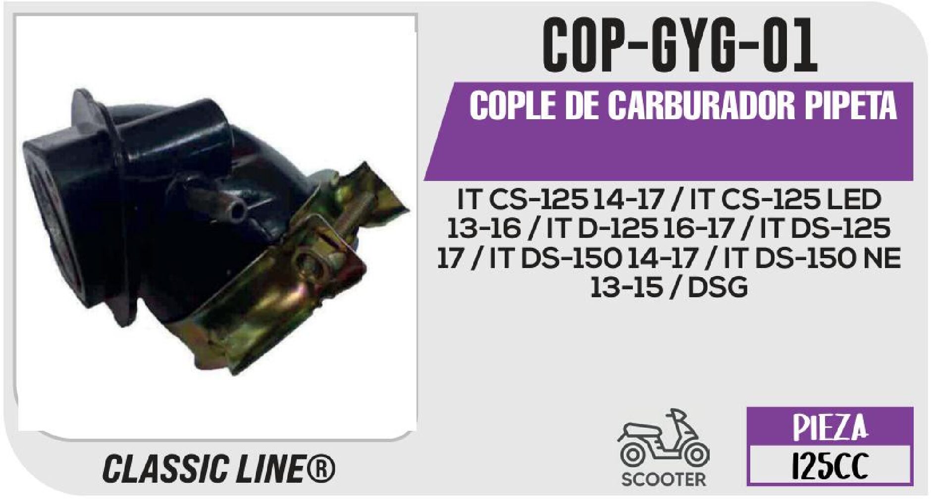 COP-GYG-01 COPLE DE CARBURADOR PIPETA COP-GYG-01