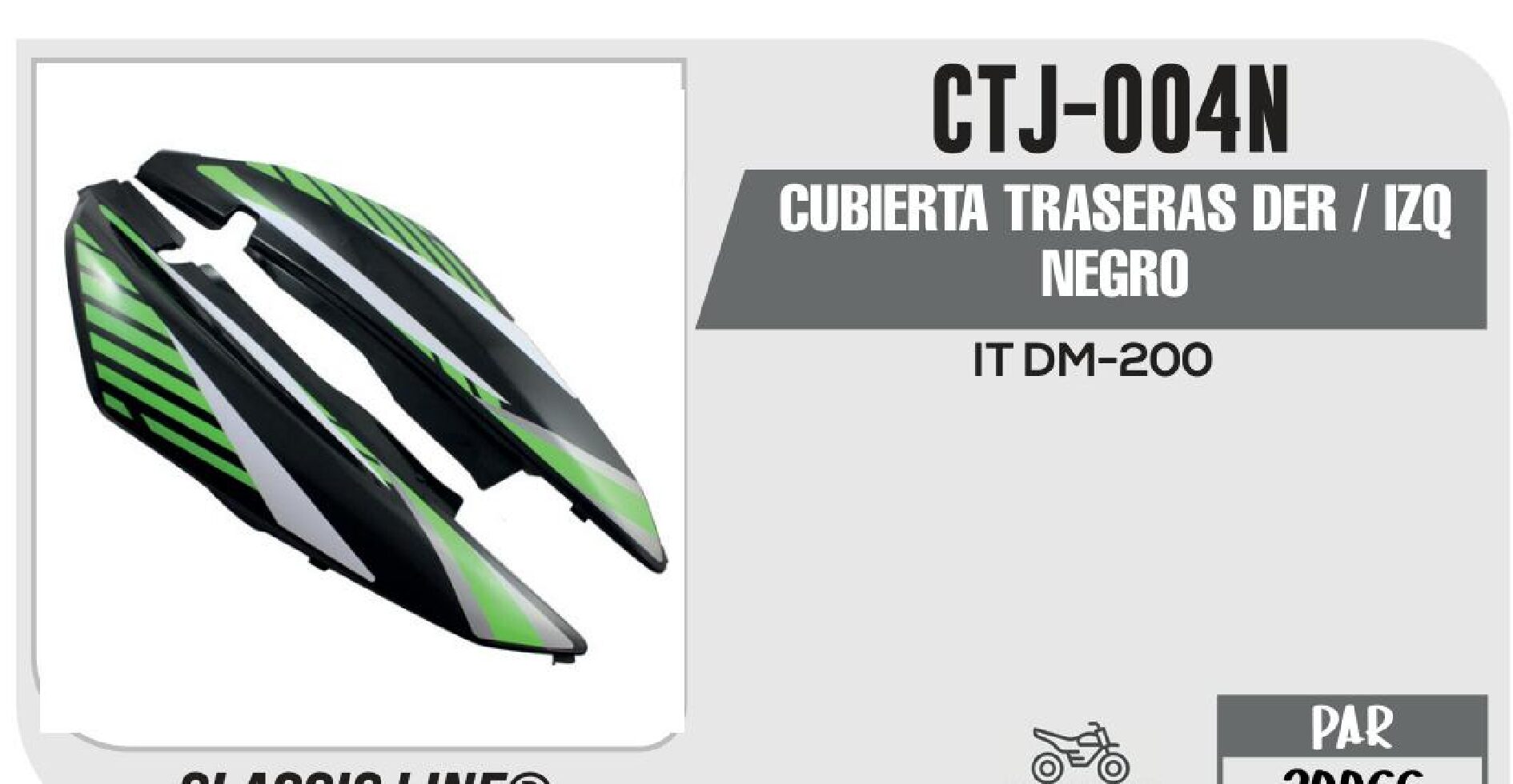 CUBIERTA TRASERAS DER / IZQ NEGRO CTJ-004N