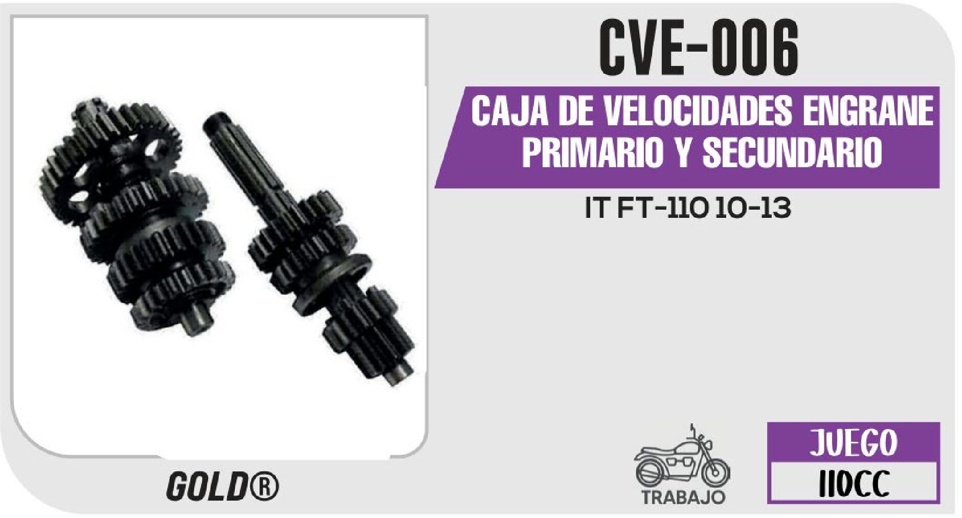 CAJA DE VELOCIDADES ENGRANE PRIMARIO Y SECUNDARIO  CVE-006