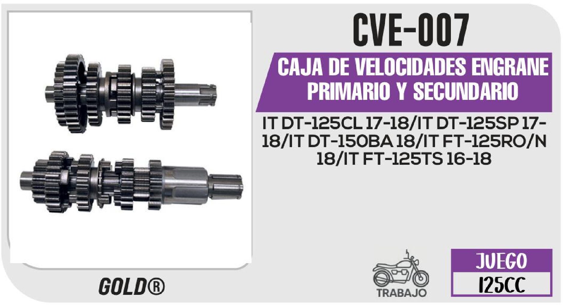 CAJA DE VELOCIDADES ENGRANE PRIMARIO Y SECUNDARIO  CVE-007