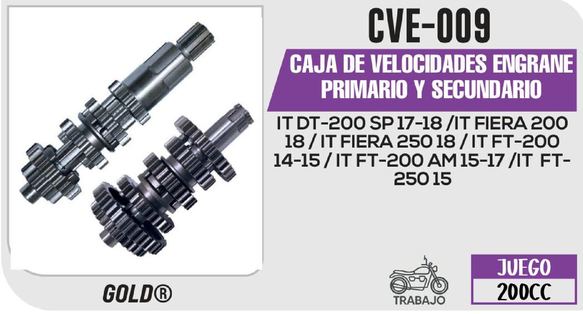 CAJA DE VELOCIDADES ENGRANE PRIMARIO Y SECUNDARIO  CVE-009
