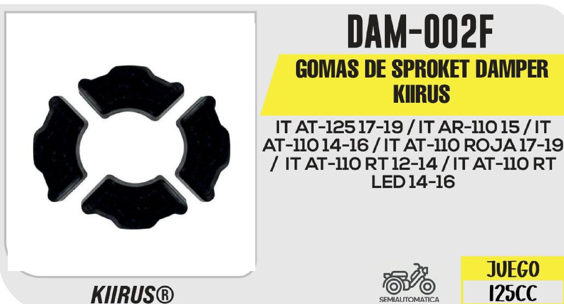 GOMAS DE SPROCKET DAMPER KIIRUS  DAM-002F