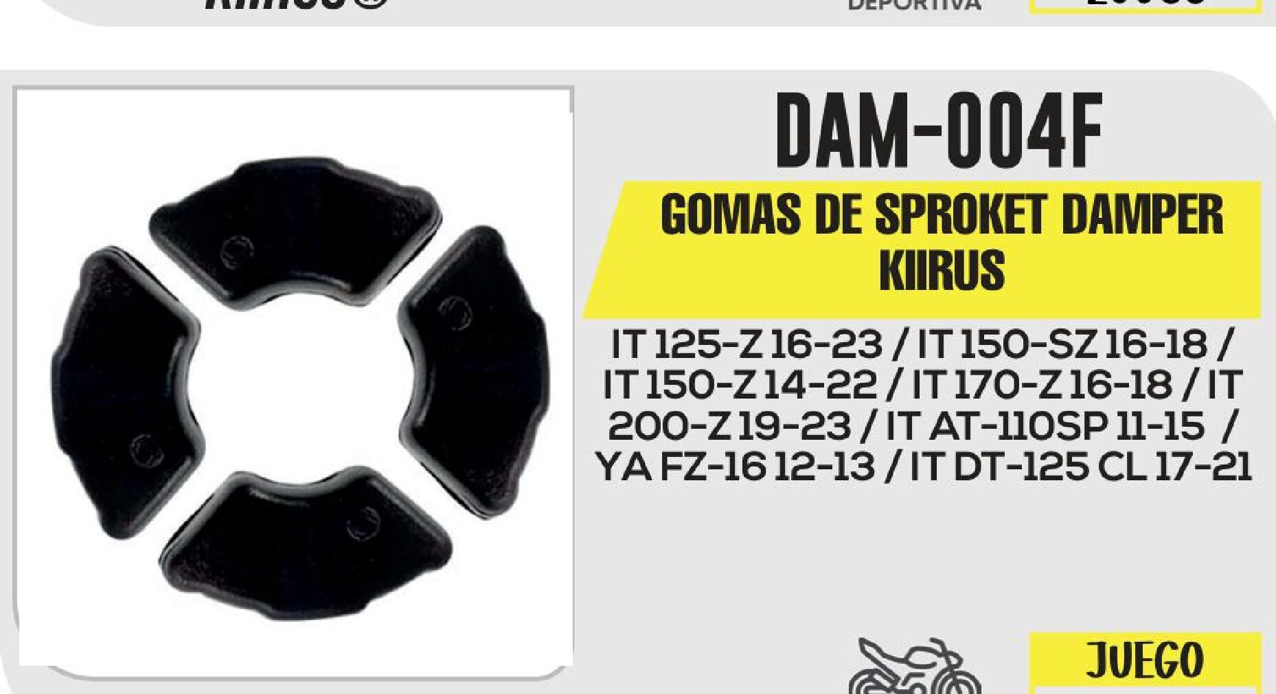 GOMAS DE SPROCKET DAMPER KIIRUS  DAM-004F