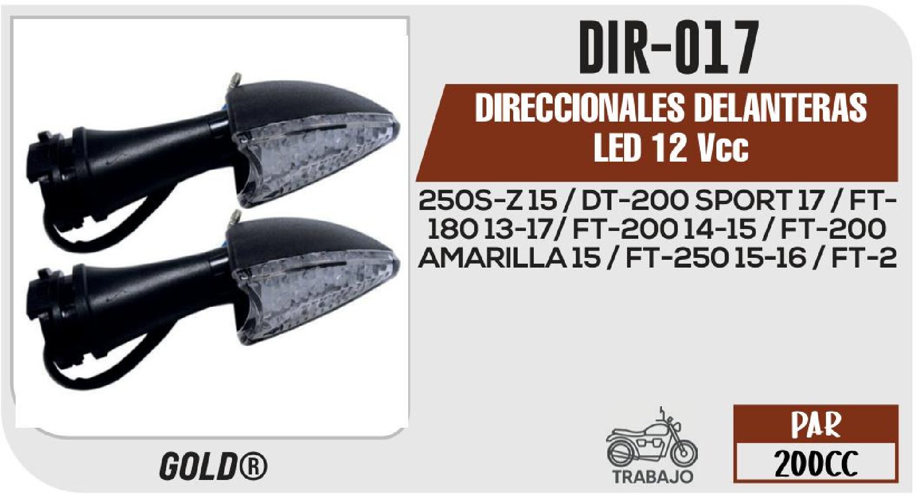 DIRECCIONALES DELANTERAS LED 12 Vcc / DIR-017