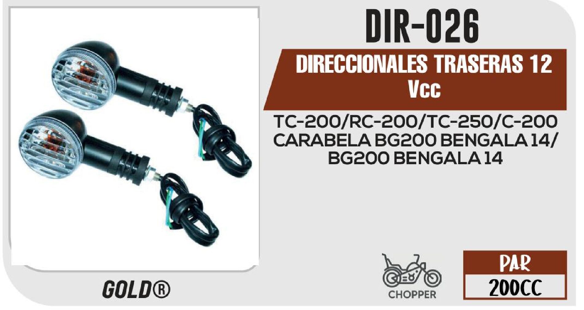 DIR-026 DIRECCIONALES TRASERAS 12 Vcc / DIR-026