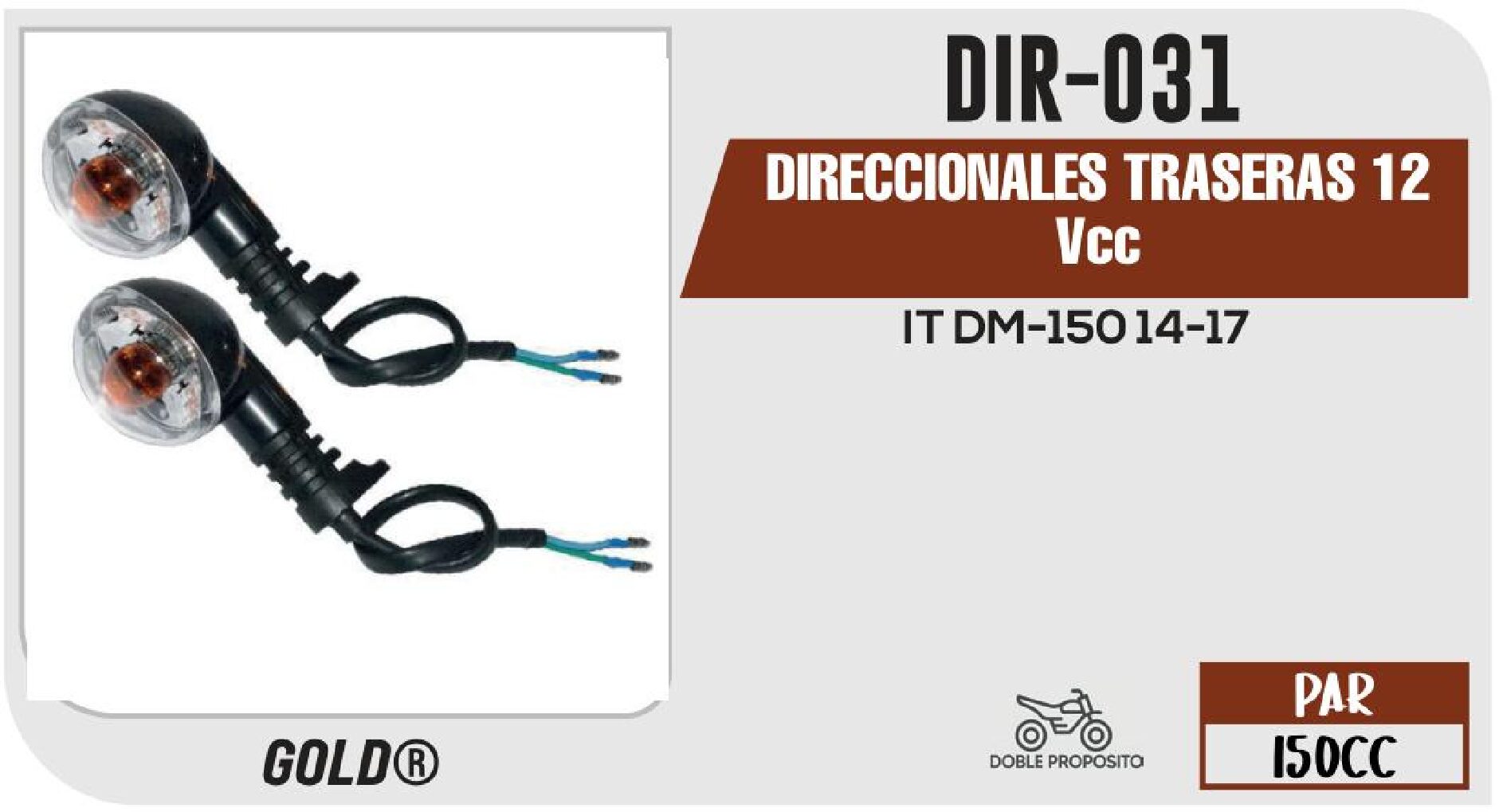 DIR-031 DIRECCIONALES TRASERAS 12 Vcc / DIR-031