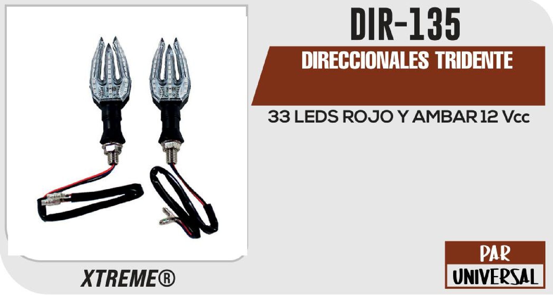 DIRECCIONALES TRIDENTE 33 LEDS ROJO Y AMBAR 12VCC   DIR-135