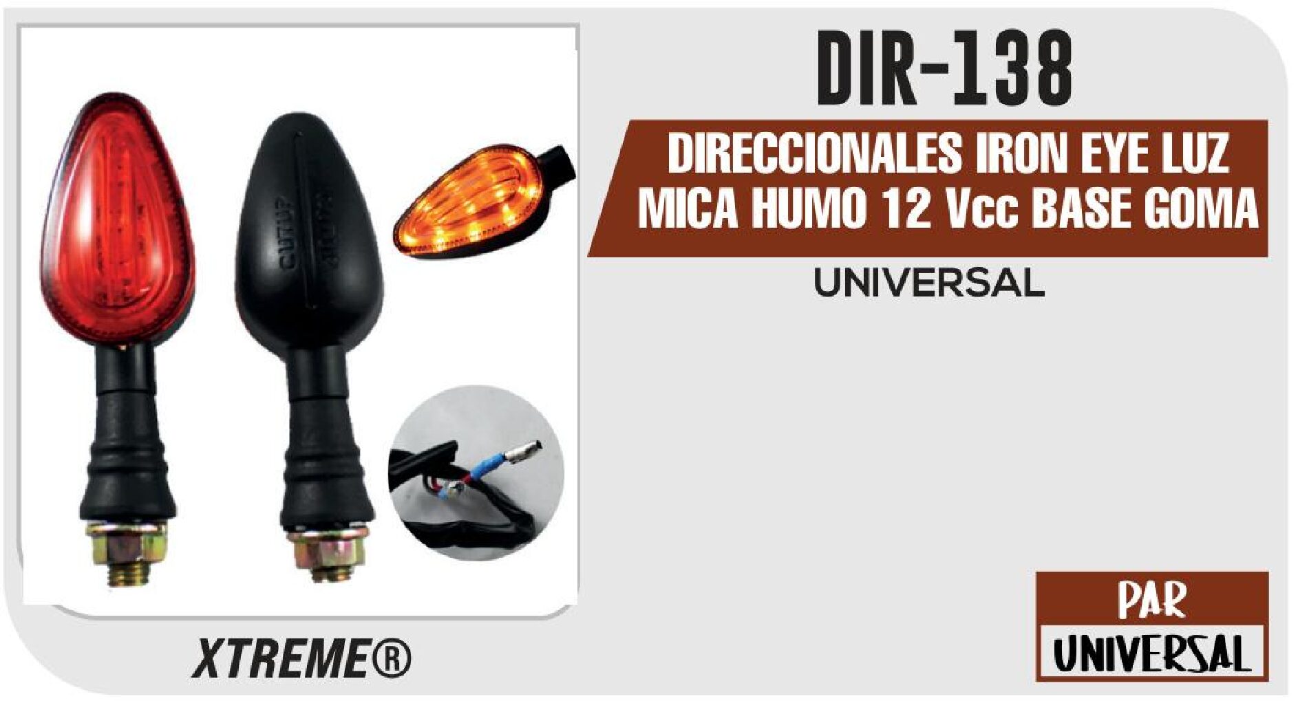 DIRECCIONALES IRON EYE LUZ AMARILLA 12VCC BASE GOMA  DIR-138