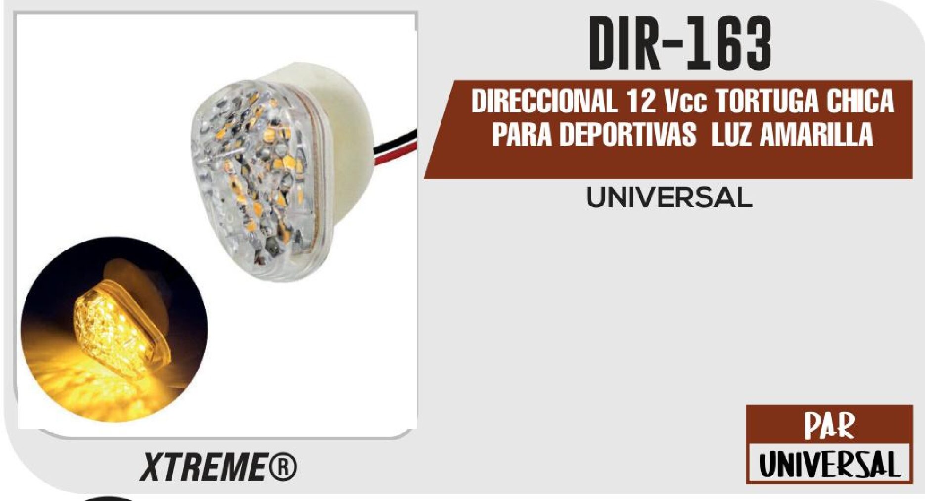 DIRECCIONAL TORTUGA CHICA PARA DEPORTIVAS LUZ AMARILLA 12Vcc  DIR-163