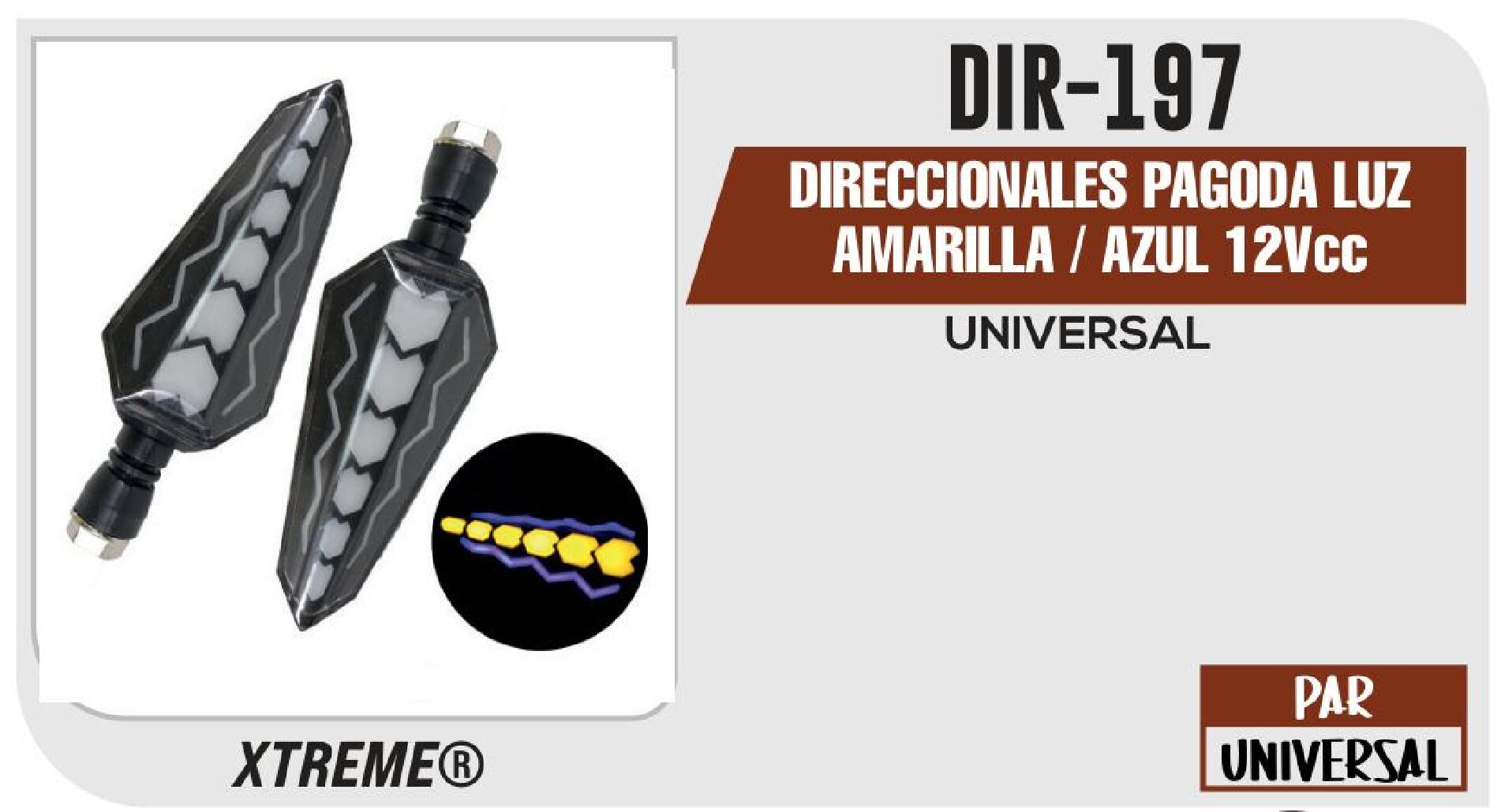 DIRECCIONALES PAGODA LUZ AMARILLA / AZUL 12VCC  DIR-197