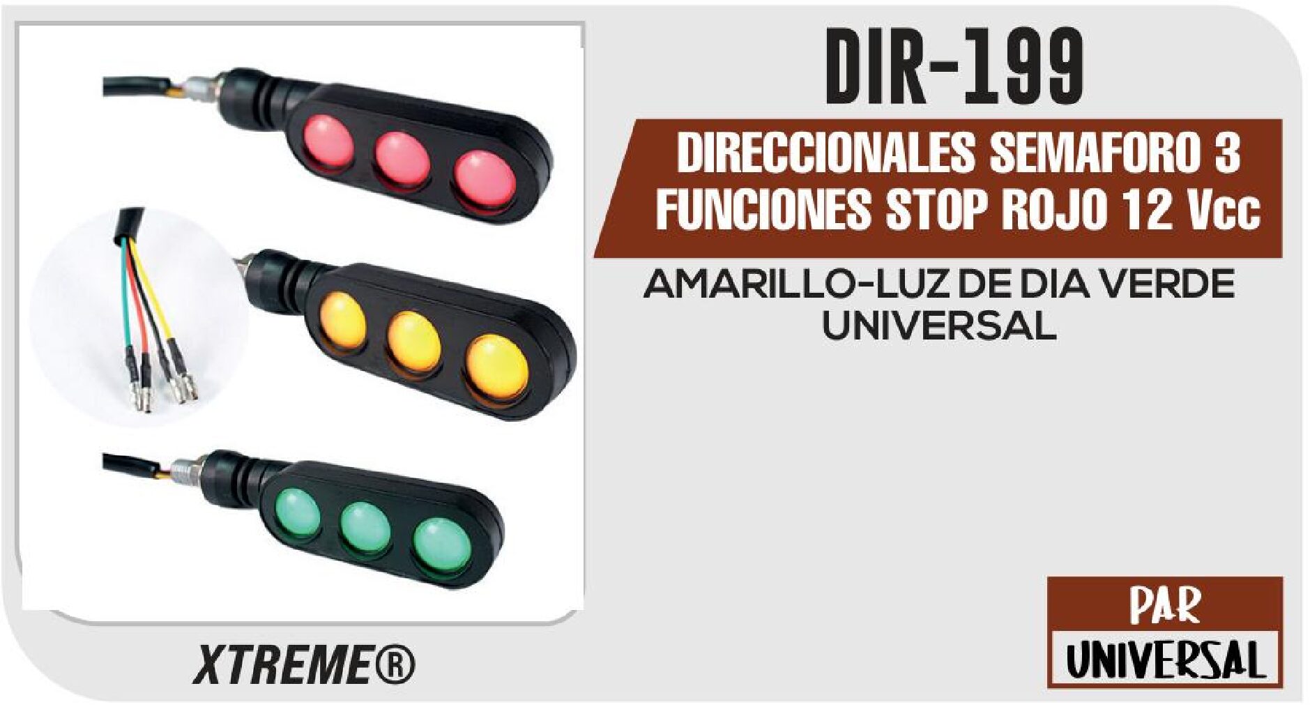 DIRECCIONALES SEMAFORO 3 FUNCIONES STOP ROJO 12Vcc  DIR-199