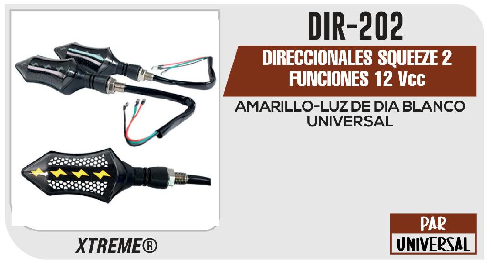 DIR-202 DIRECCIONALES SQUEEZE 3 FUNCIONES STOP ROJO 12VCC DIR-202