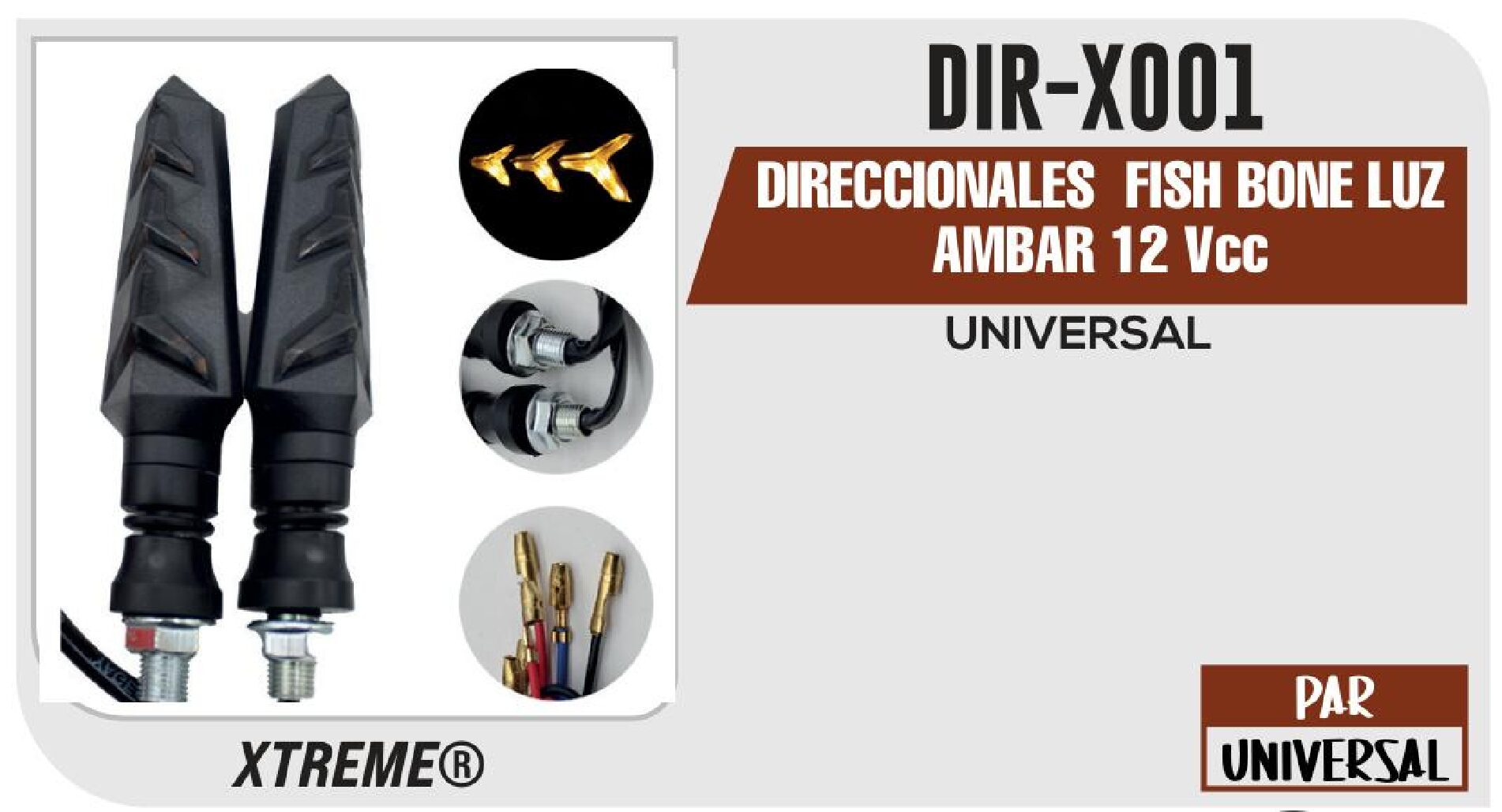 DIRECCIONALES FISH BONE LUZ AMBAR 12 VCC  DIR-X001
