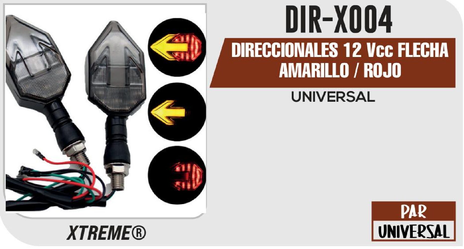 DIRECCIONALES 12 VCC FLECHA AMARILLO / ROJO  DIR-X004