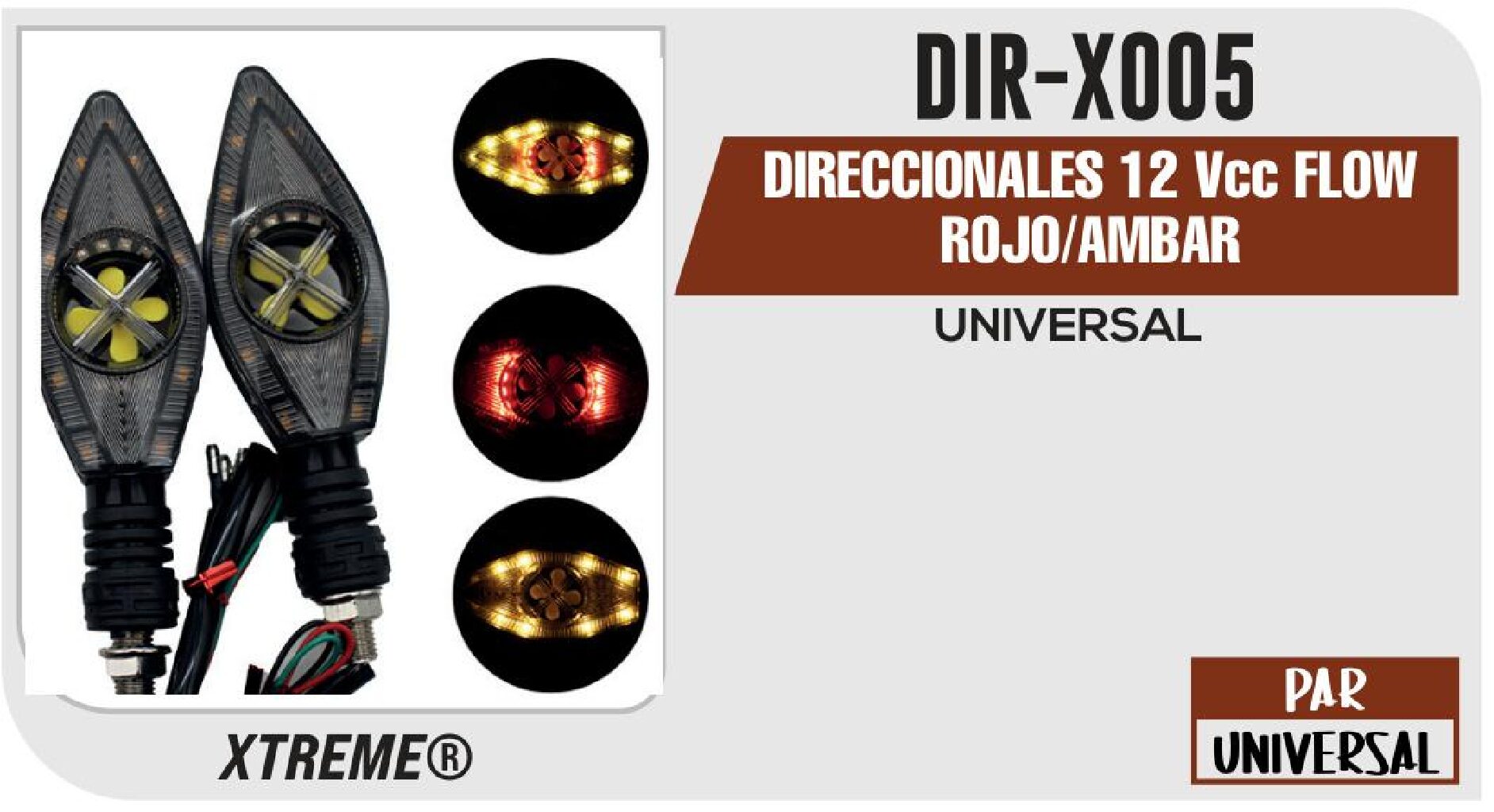 DIR-X005 DIRECCIONALES 12 VCC FLOW ROJO/AMBAR DIR-X005