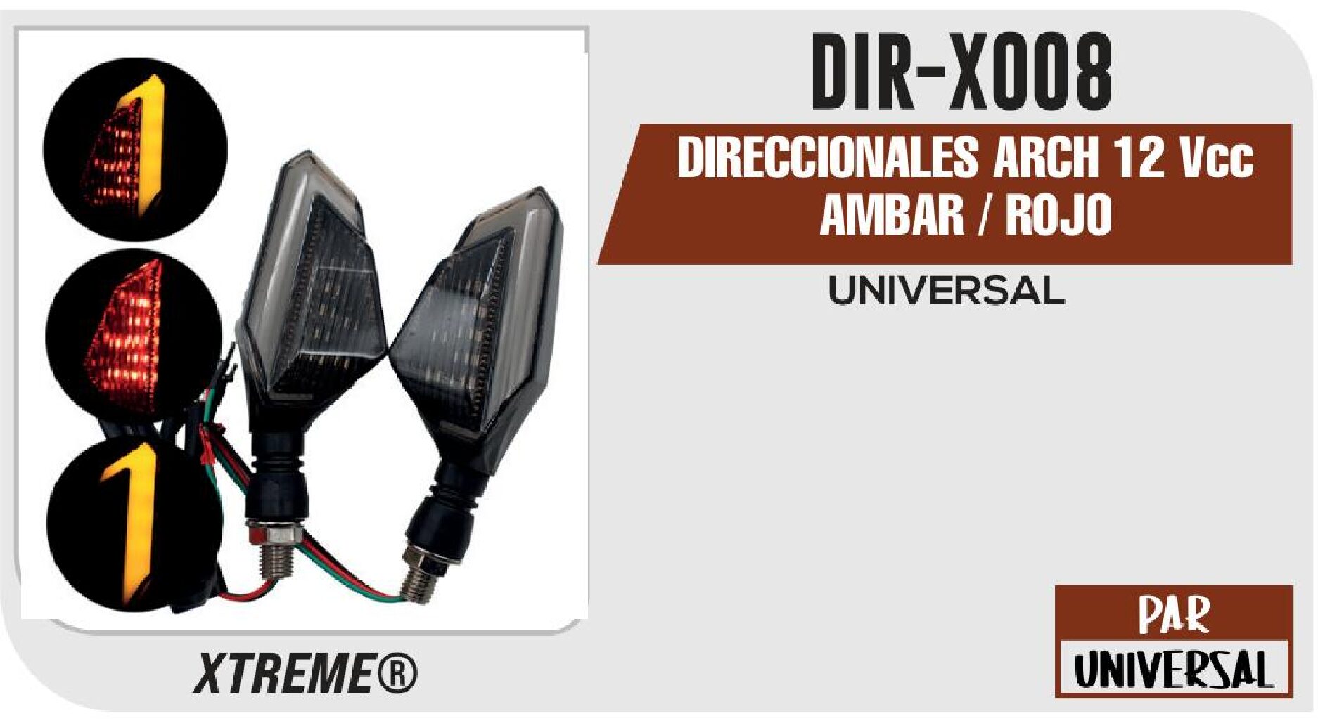 DIRECCIONALES ARCH 12 VCC AMBAR / ROJO  DIR-X008